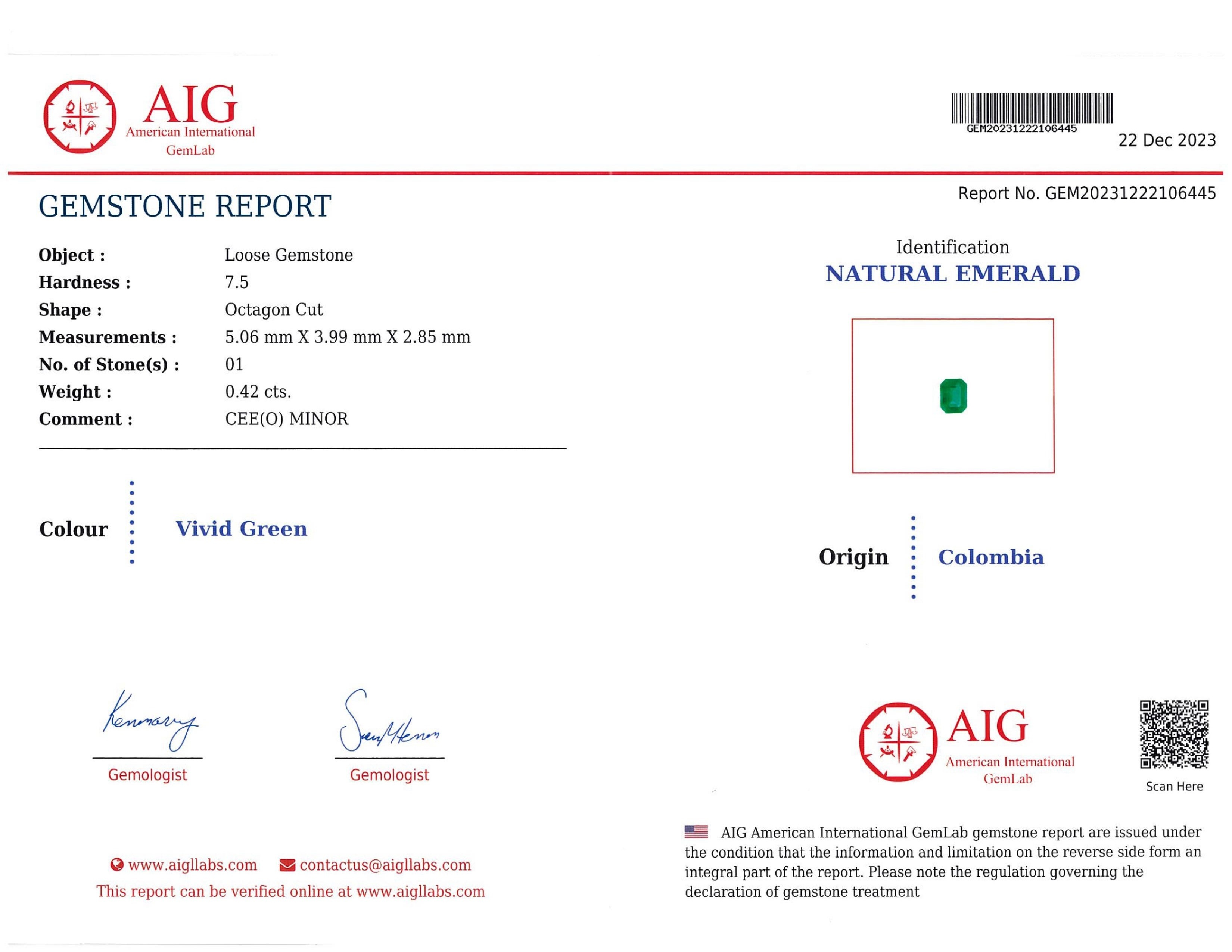 0.42 Ct. Emerald from Colombia