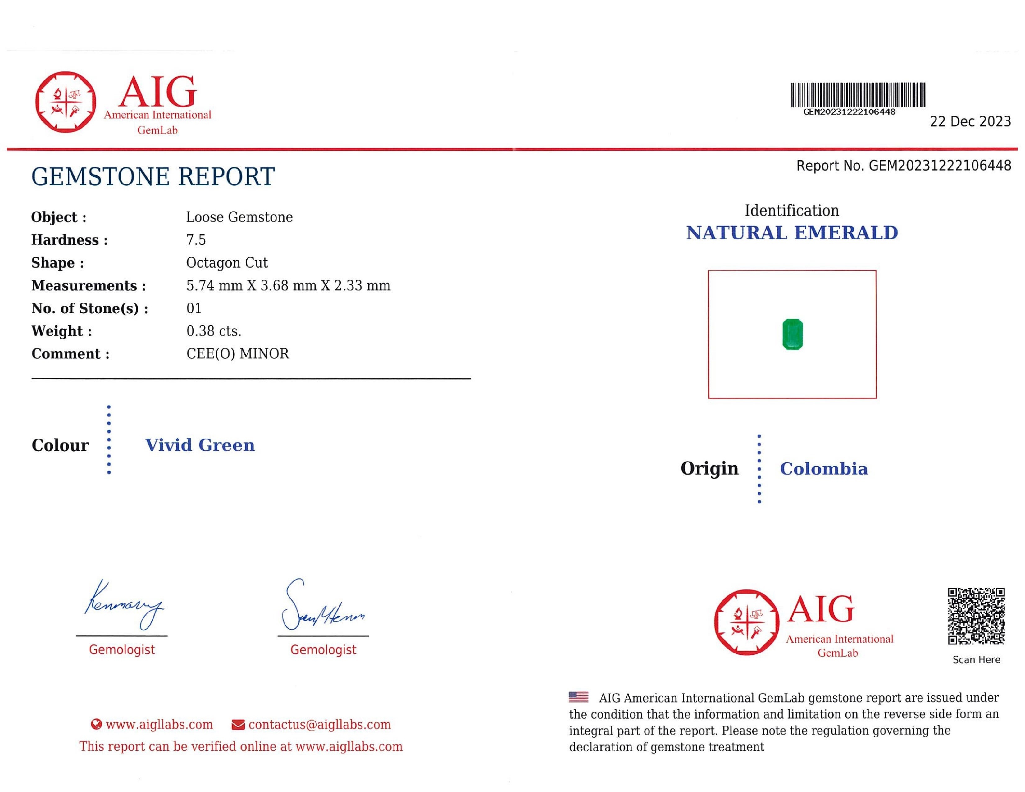 0.38 Ct. Emerald from Colombia