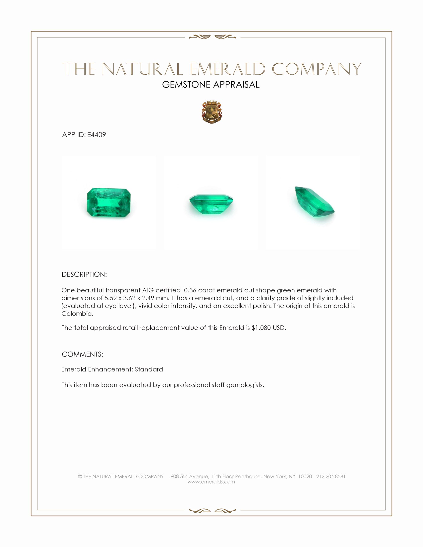 0.36 Ct. Emerald from Colombia