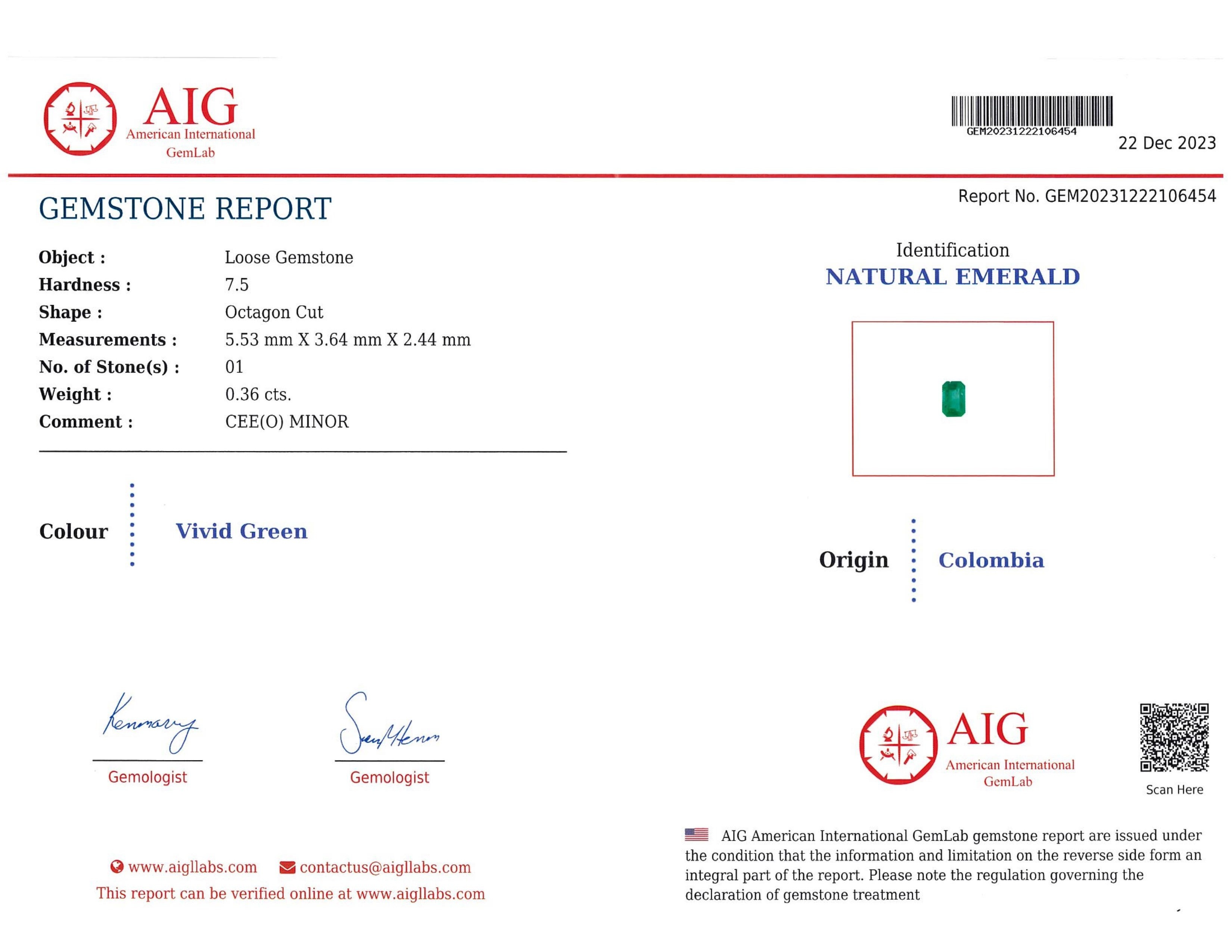 0.36 Ct. Emerald from Colombia