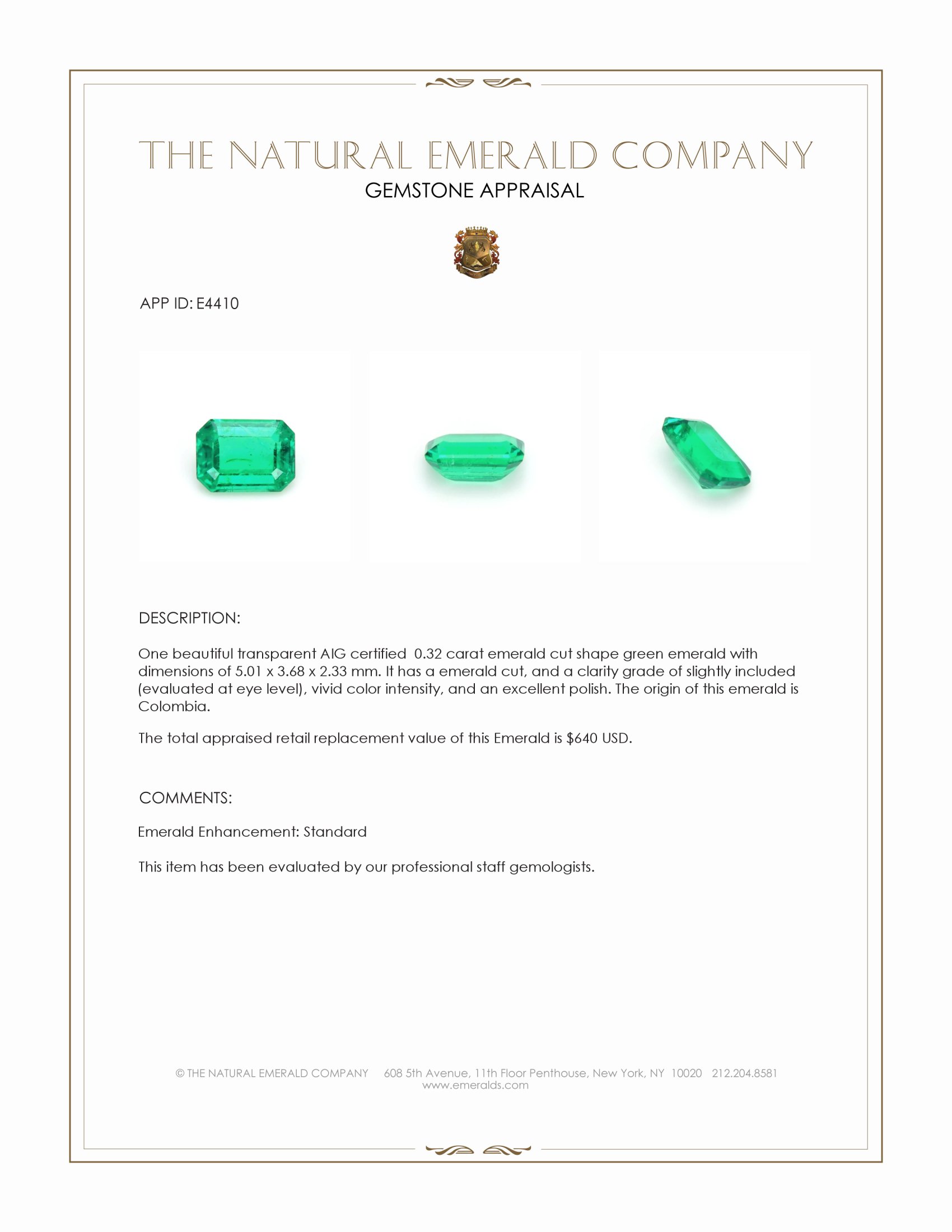 0.32 Ct. Emerald from Colombia