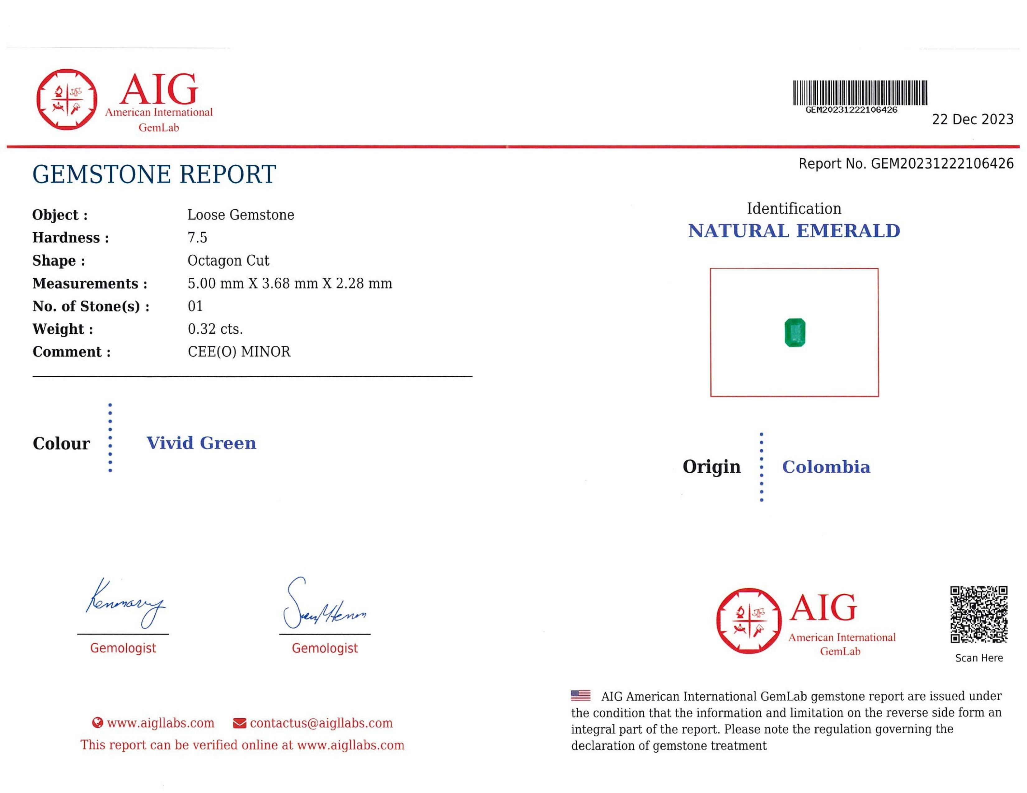 0.32 Ct. Emerald from Colombia