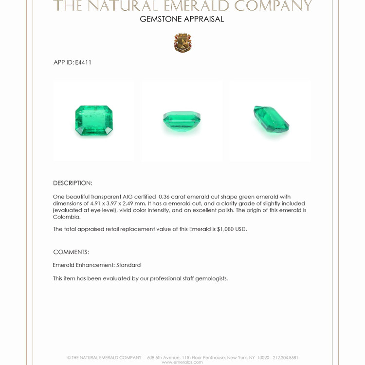 0.36 Ct. Emerald from Colombia