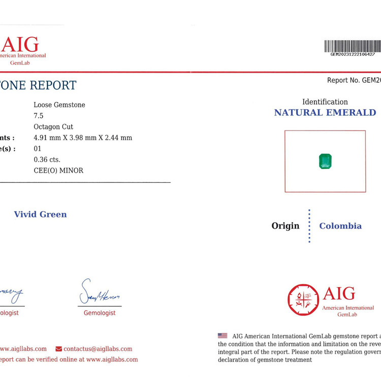 0.36 Ct. Emerald from Colombia