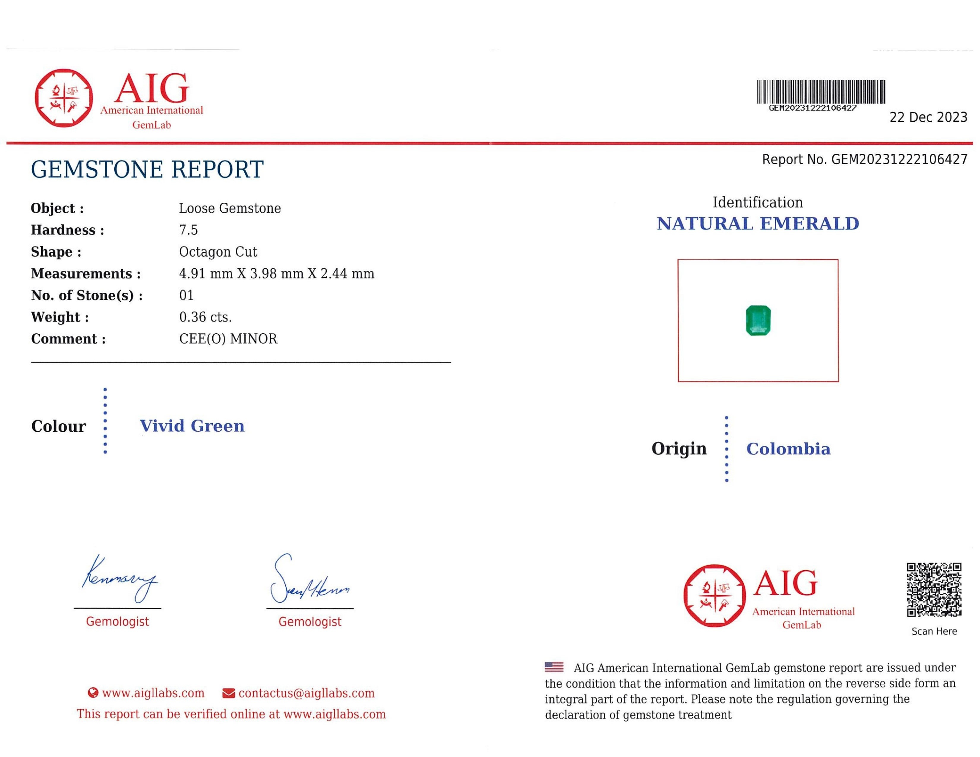 0.36 Ct. Emerald from Colombia