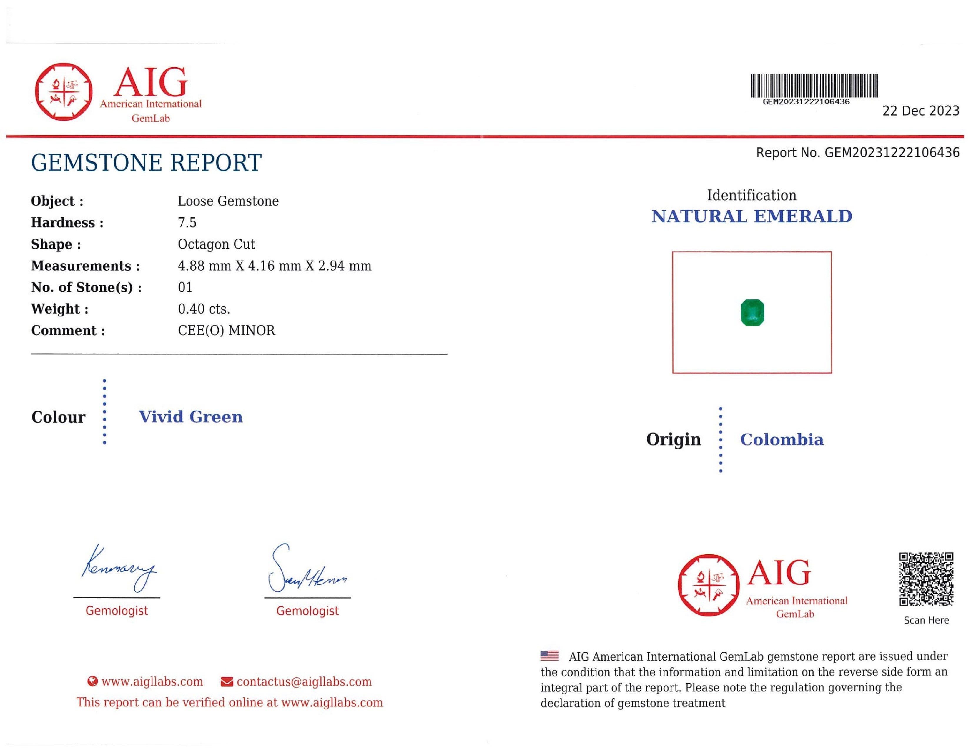 0.40 Ct. Emerald from Colombia