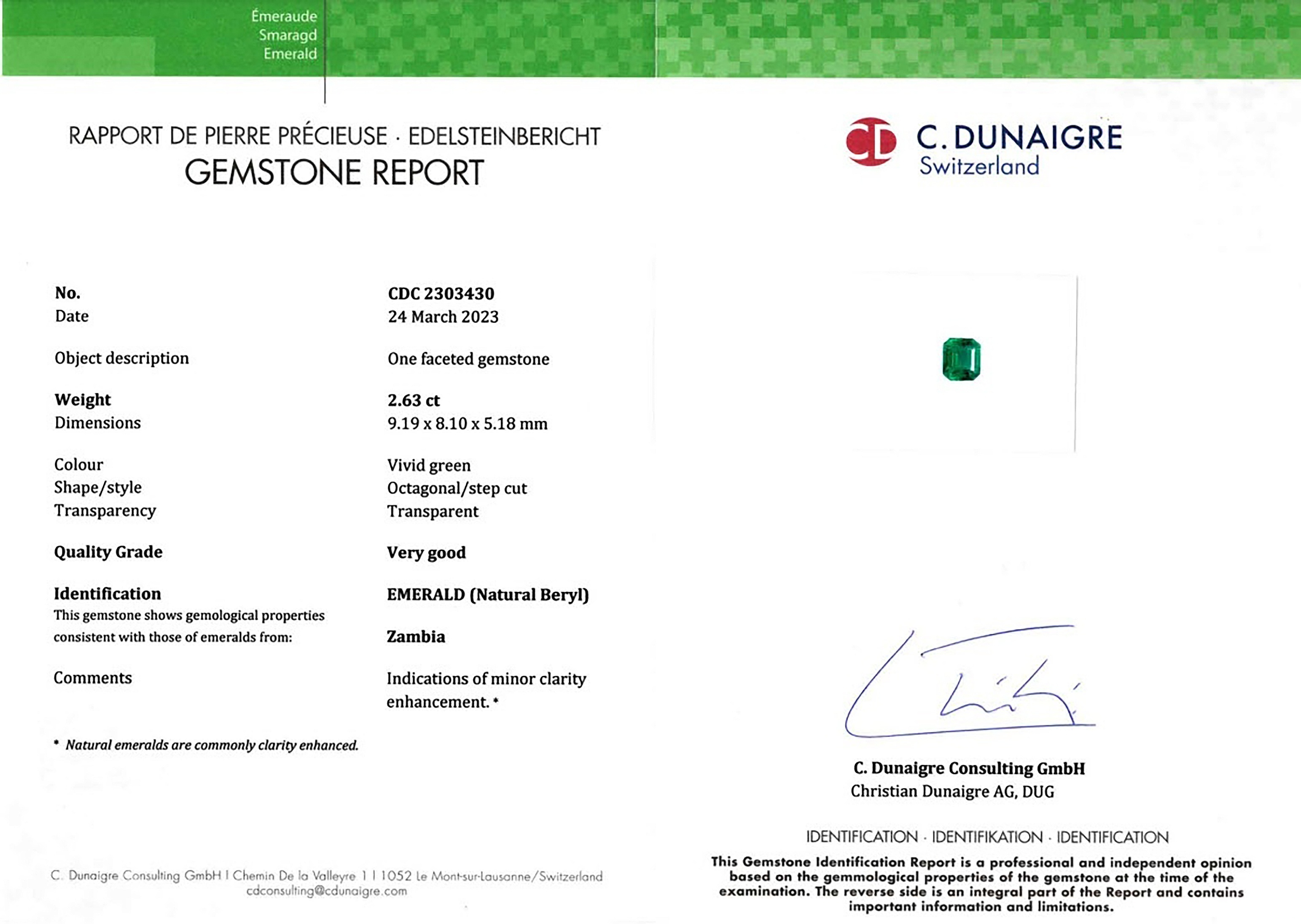 2.63 Ct. Emerald from Zambia