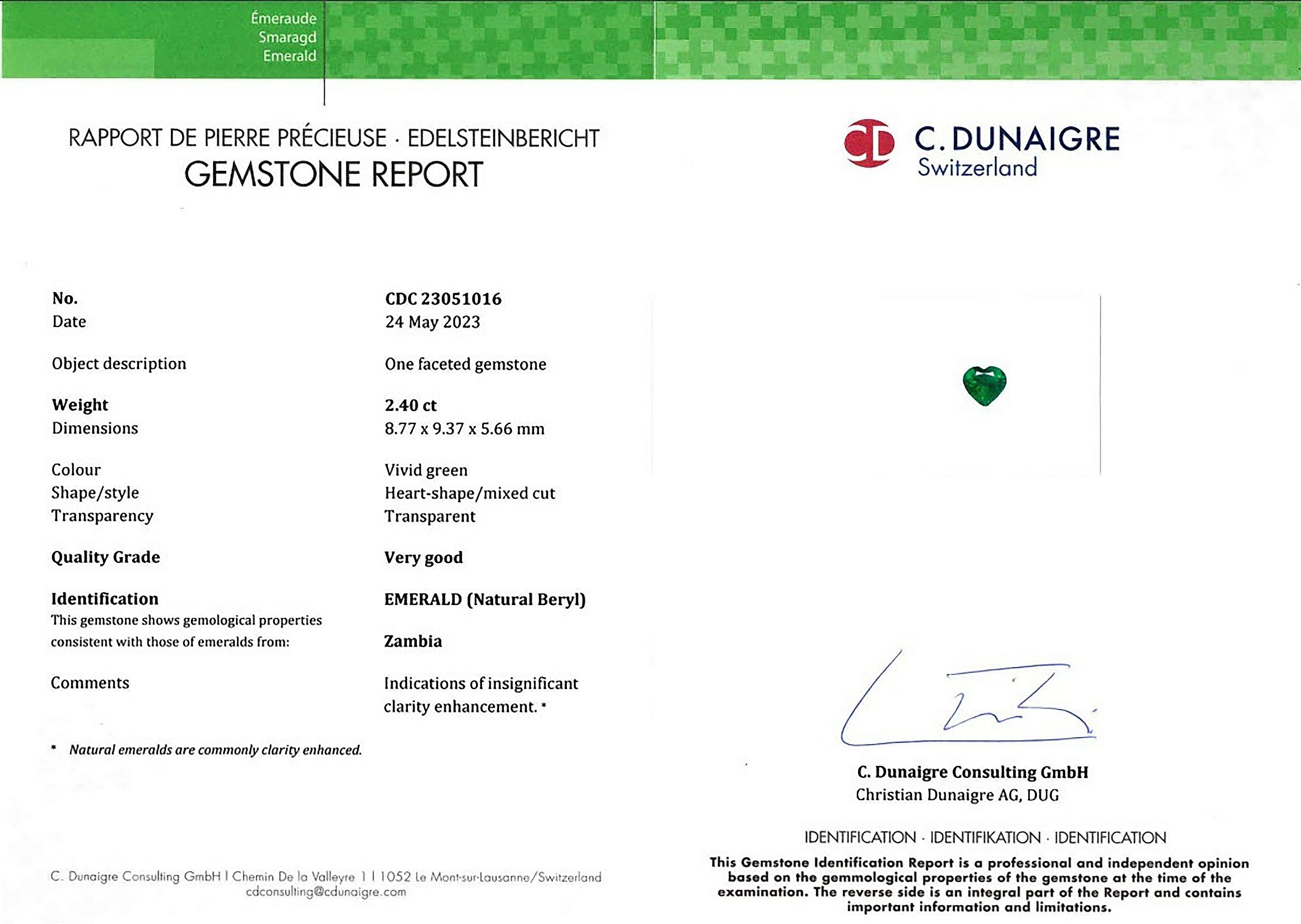 2.40 Ct. Emerald from Zambia