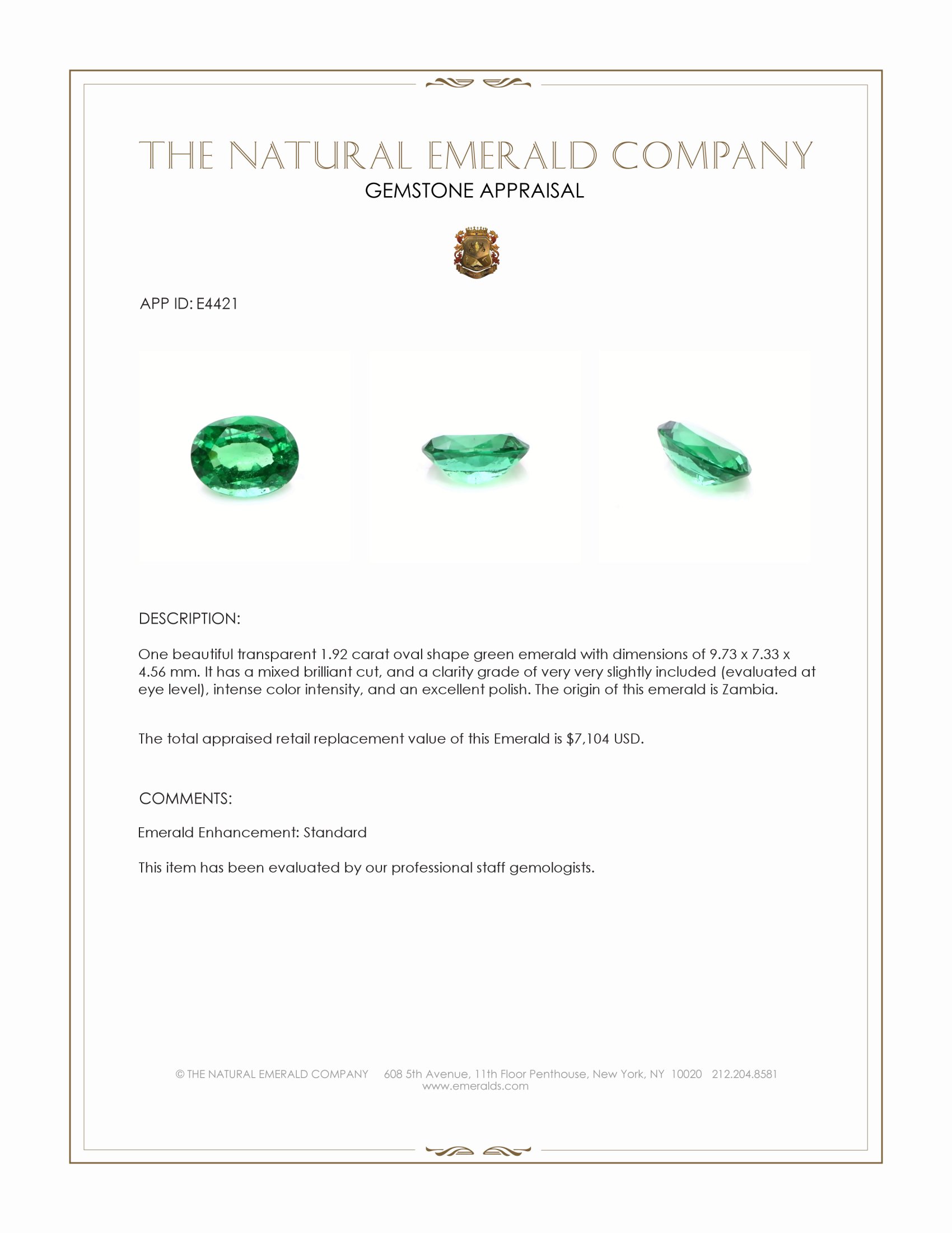 1.92 Ct. Emerald from Zambia