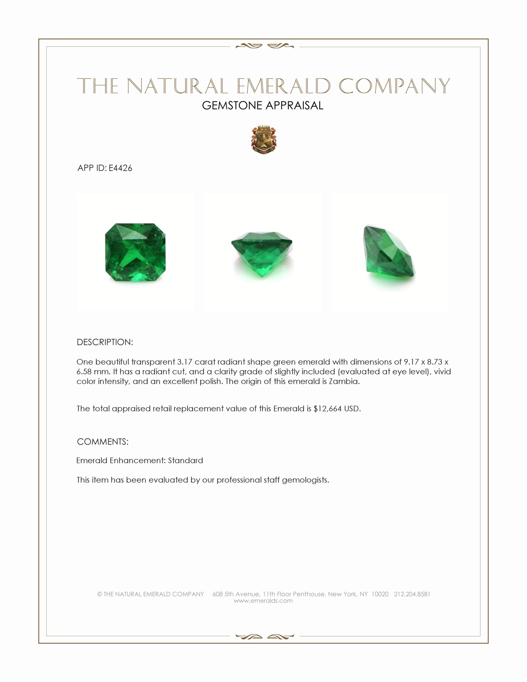 3.17 Ct. Emerald from Zambia