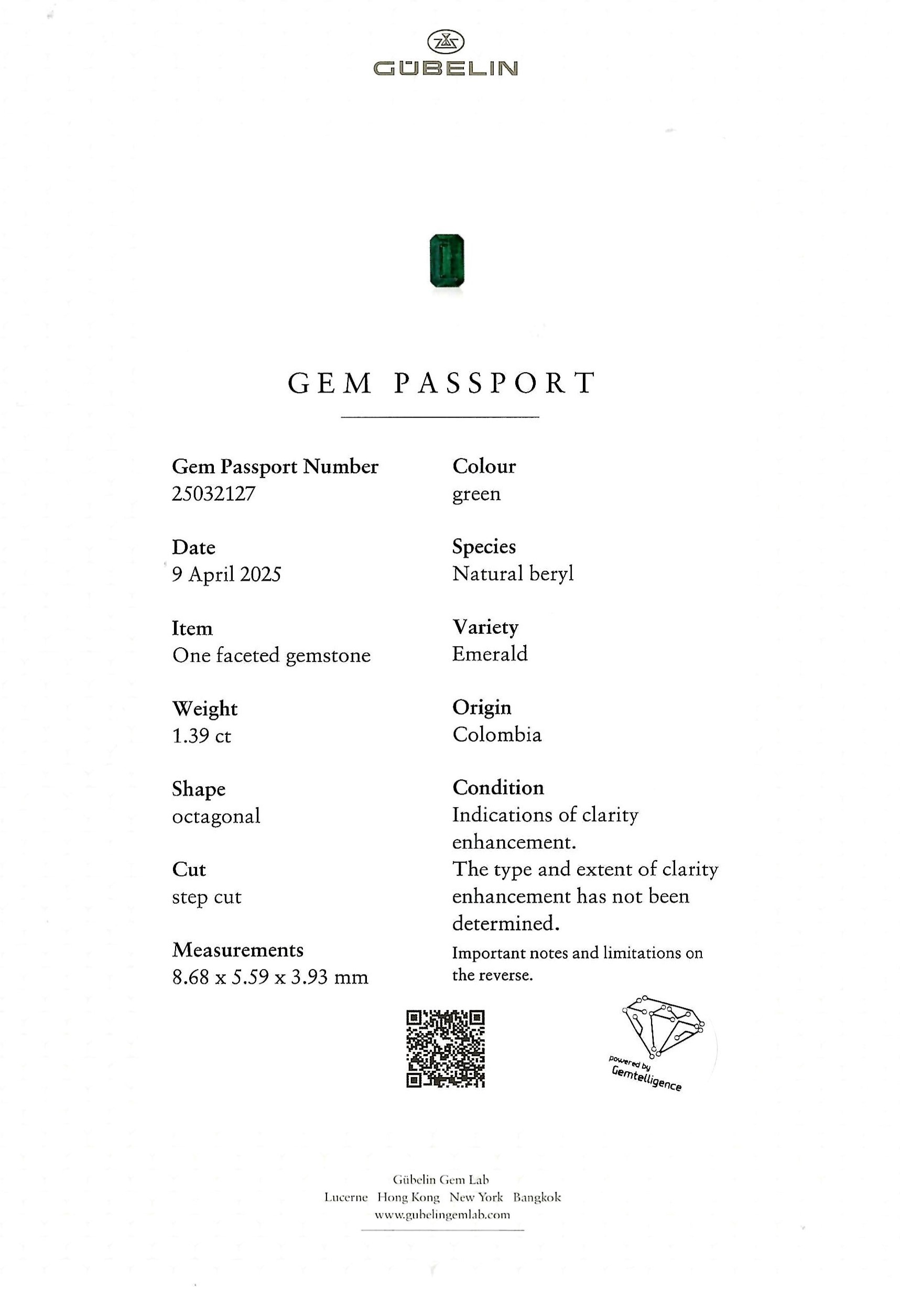 1.39 Ct. Emerald from Colombia