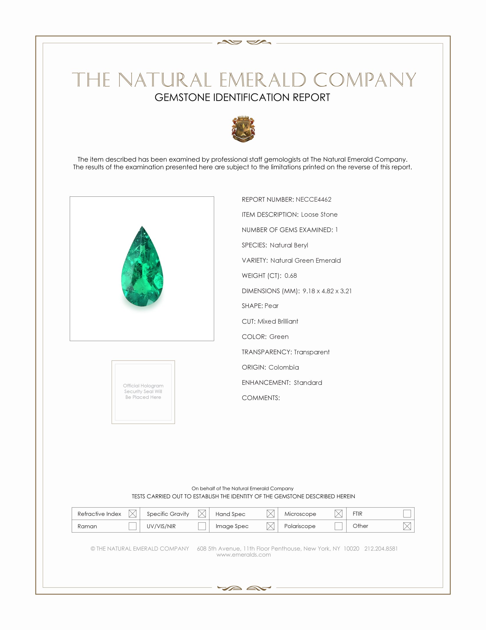 0.68 Ct. Emerald from Colombia