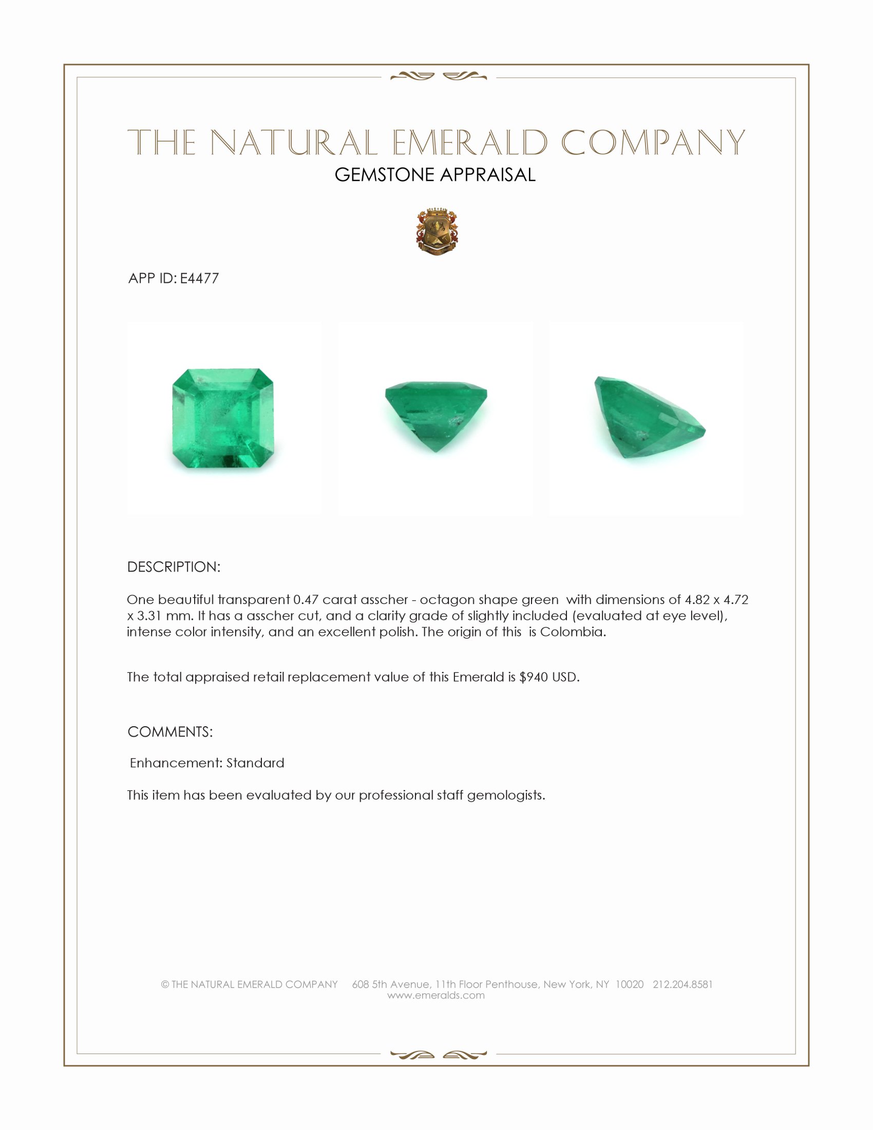 0.47 Ct. Emerald from Colombia