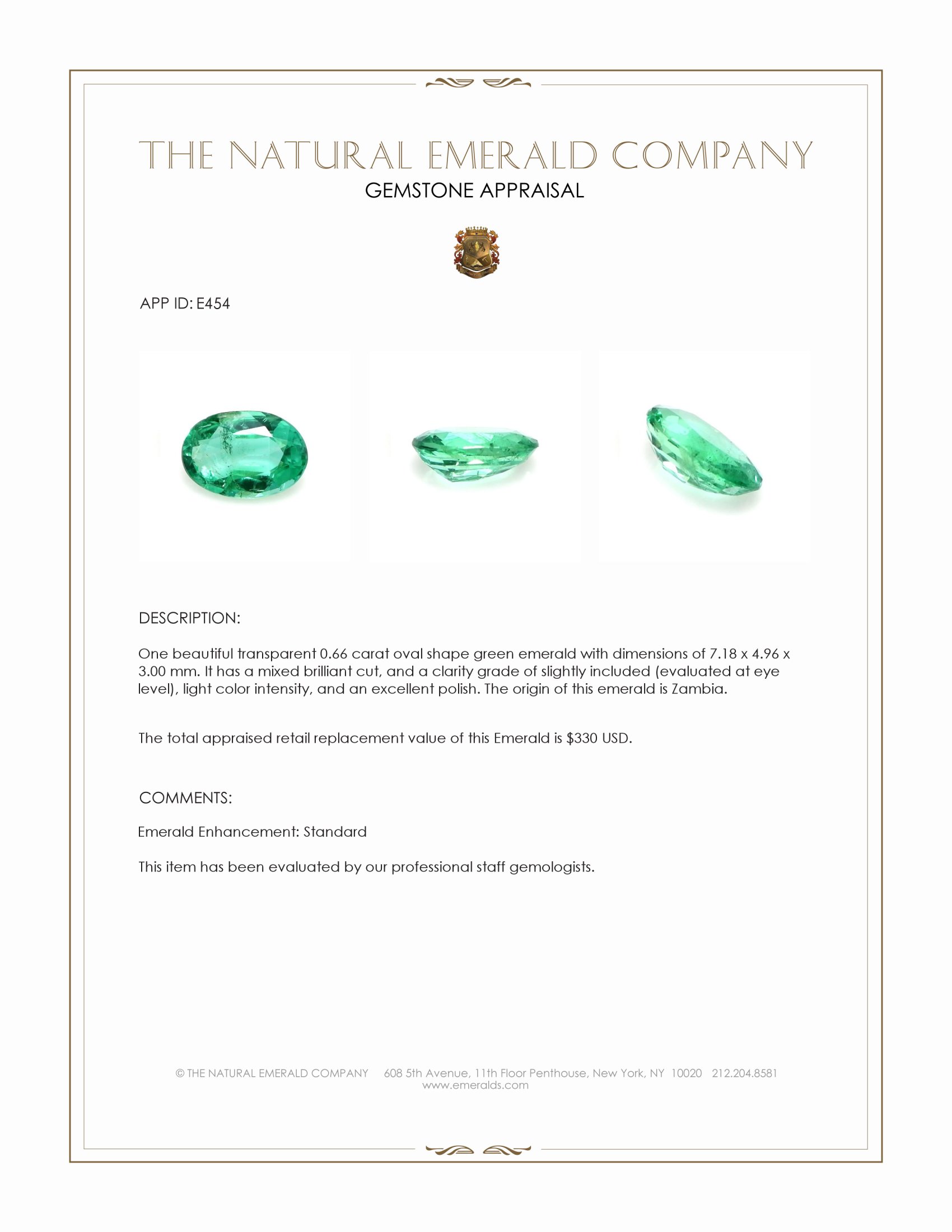 0.66 Ct. Emerald from Zambia
