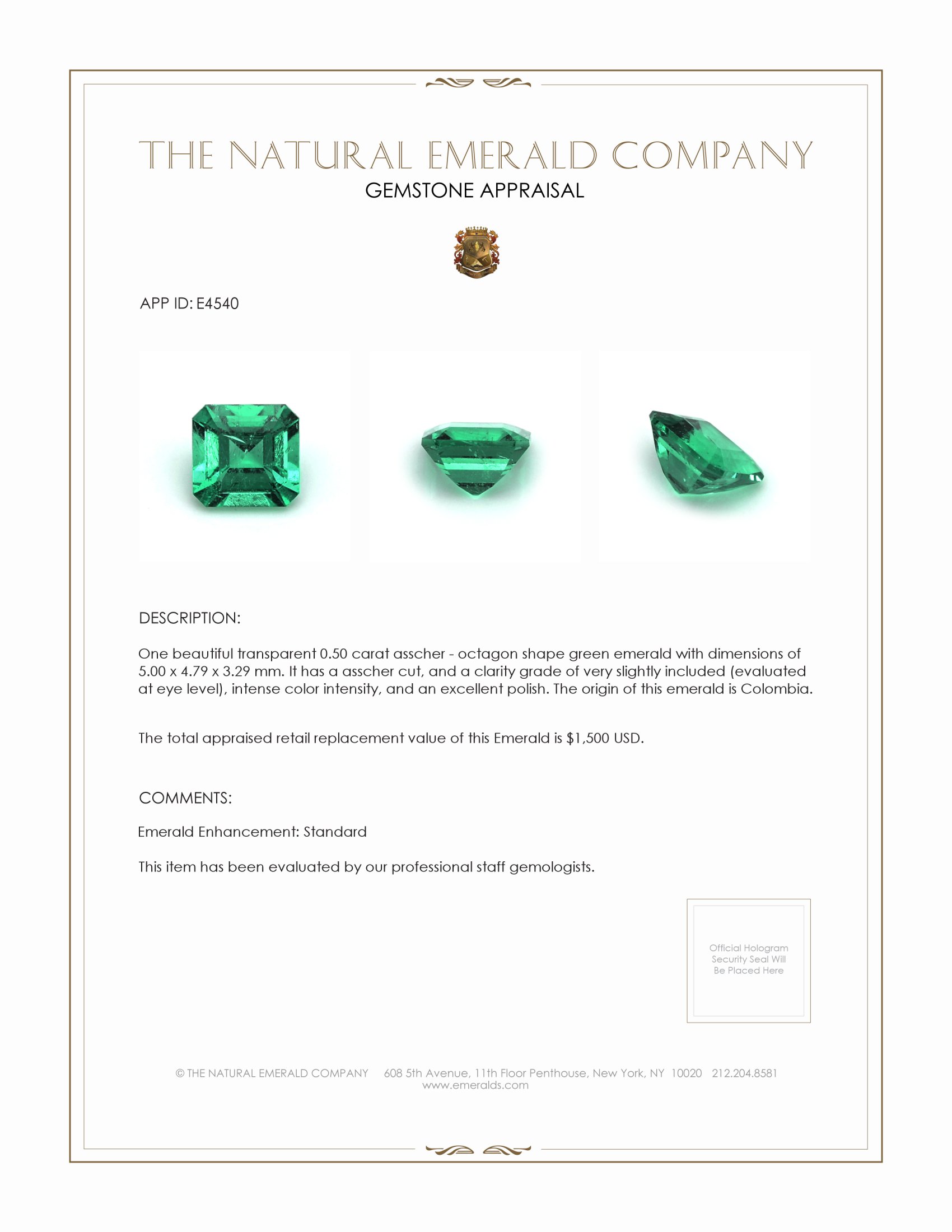 0.50 Ct. Emerald from Colombia