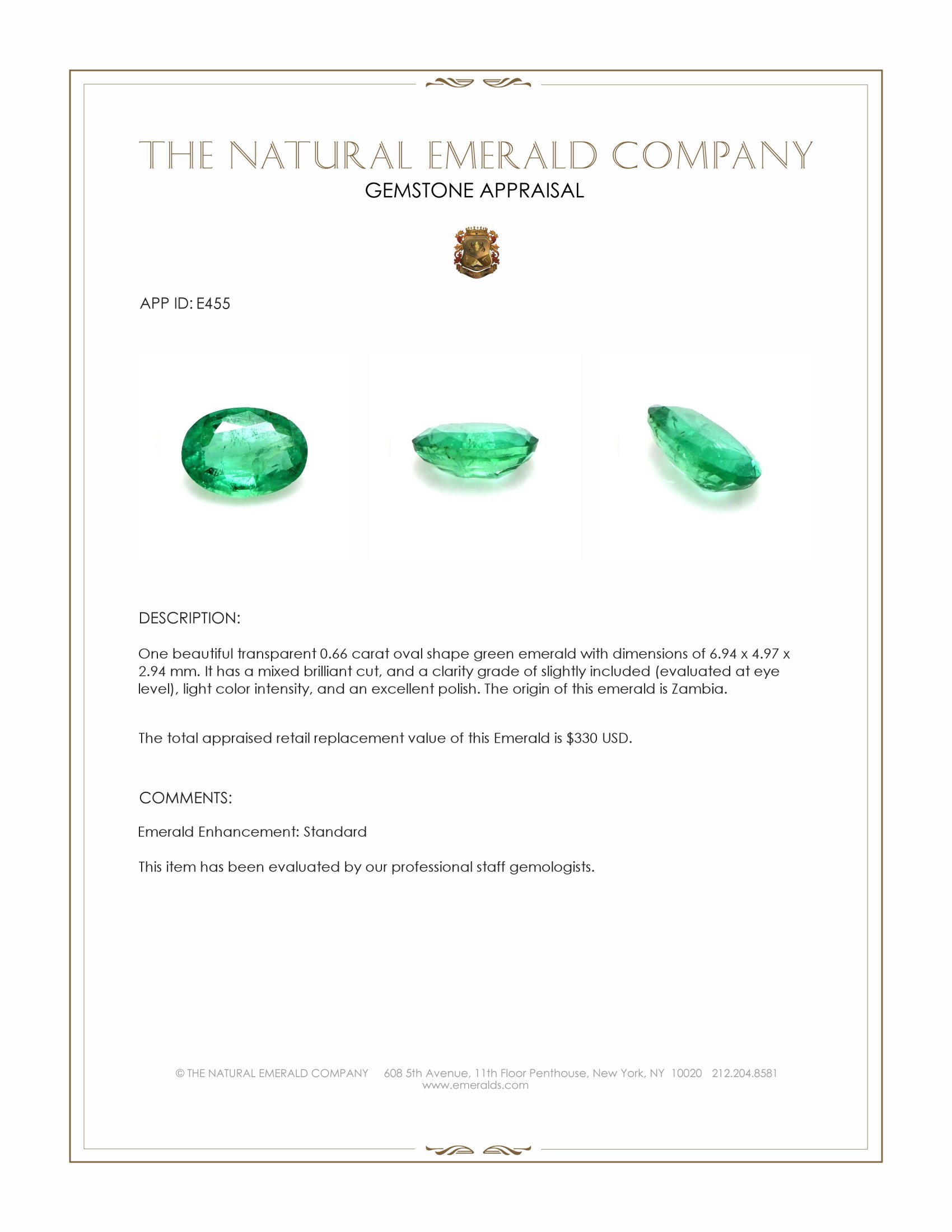 0.66 Ct. Emerald from Zambia