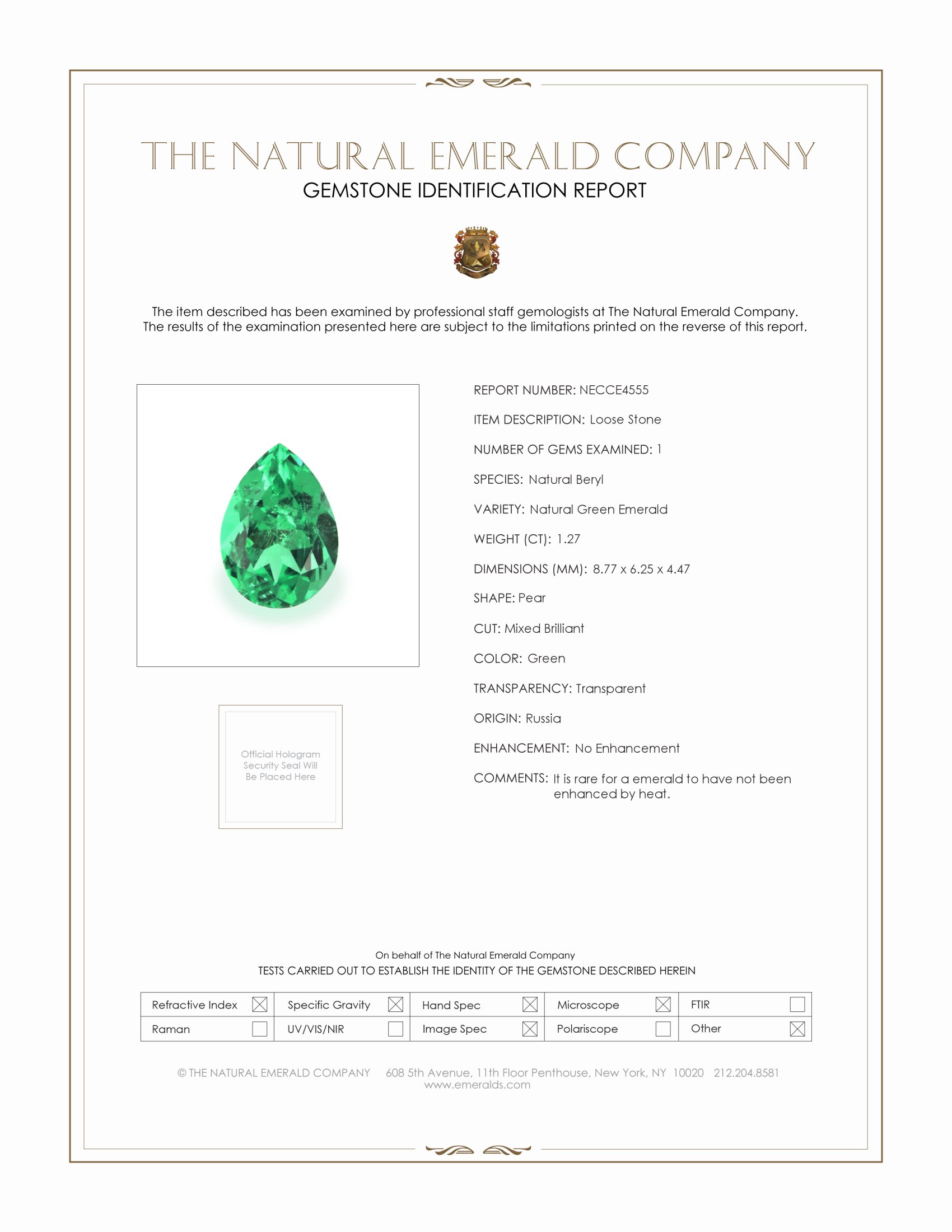 1.27 Ct. Emerald from Russia