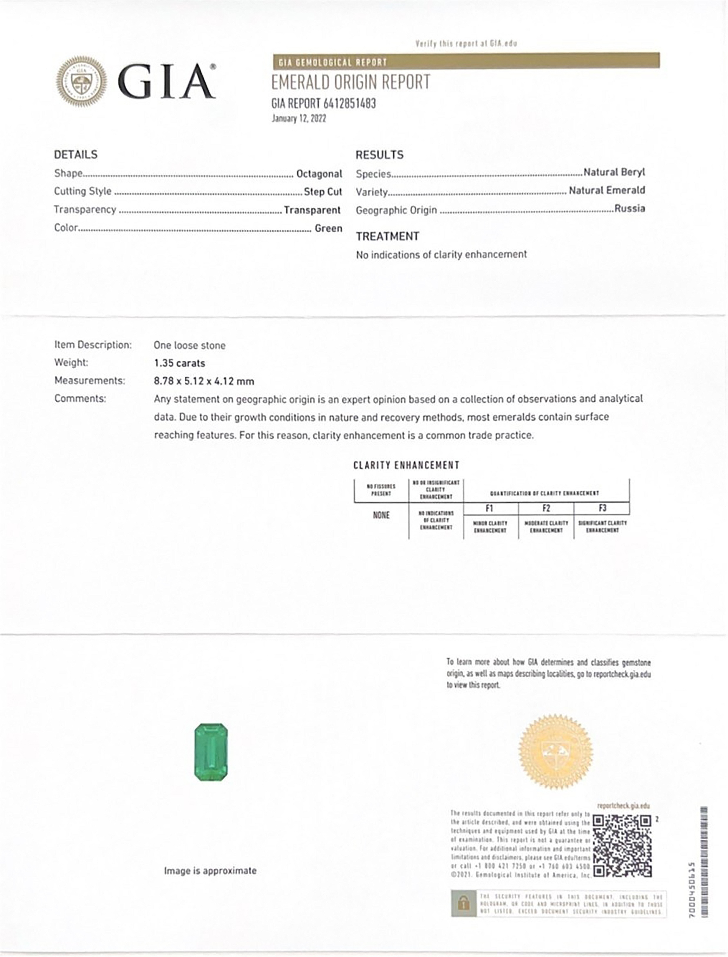 1.35 Ct. Emerald from Russia