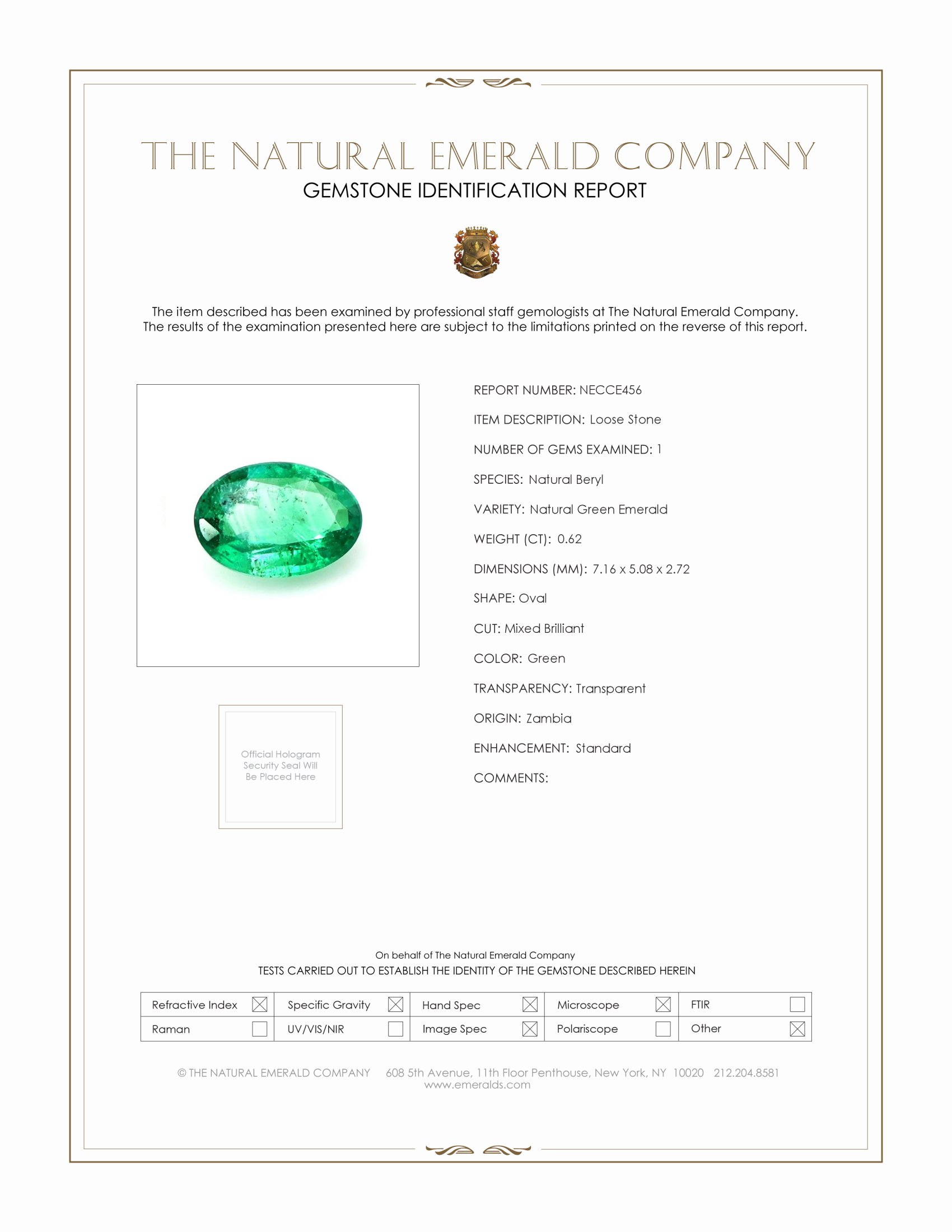 0.62 Ct. Emerald from Zambia