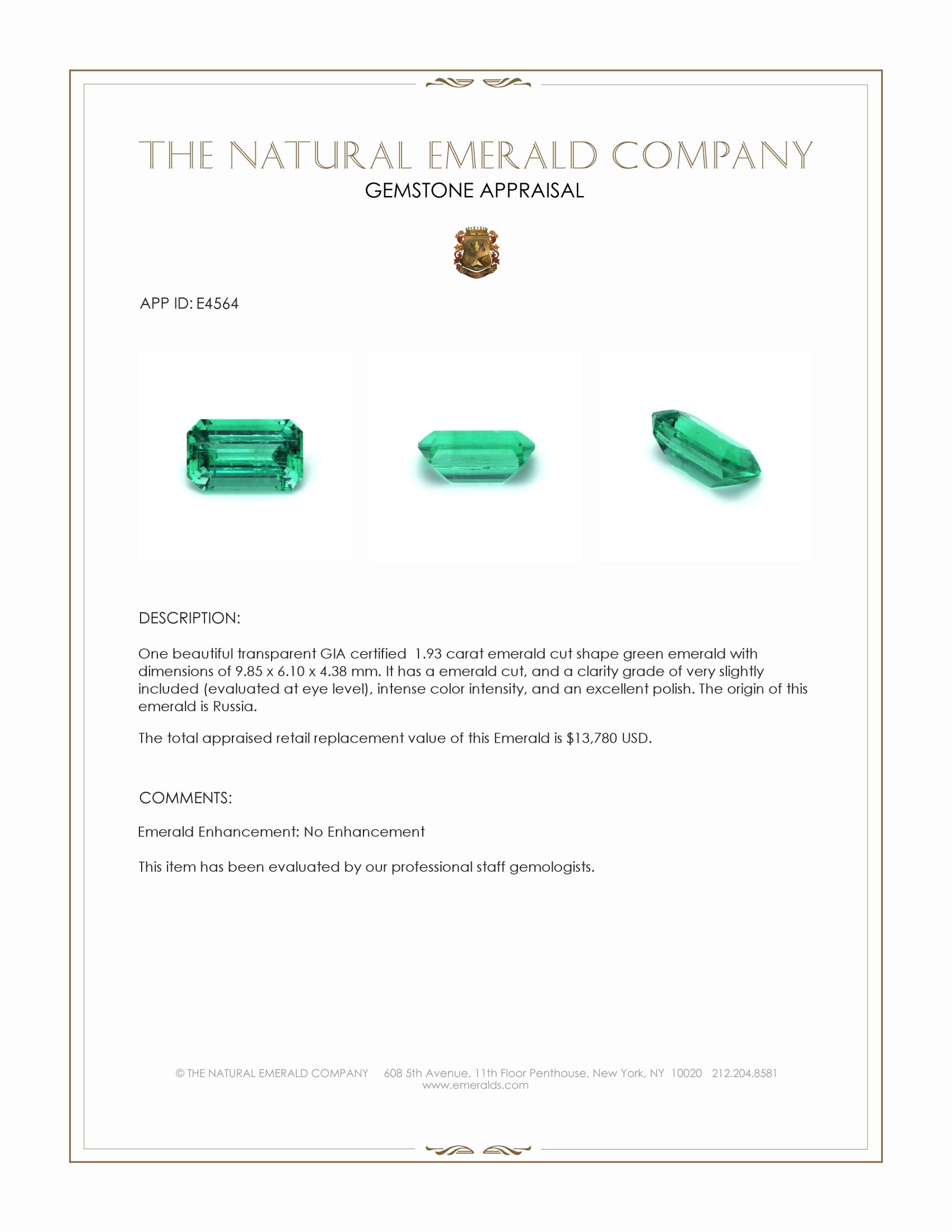 1.93 Ct. Emerald from Russia