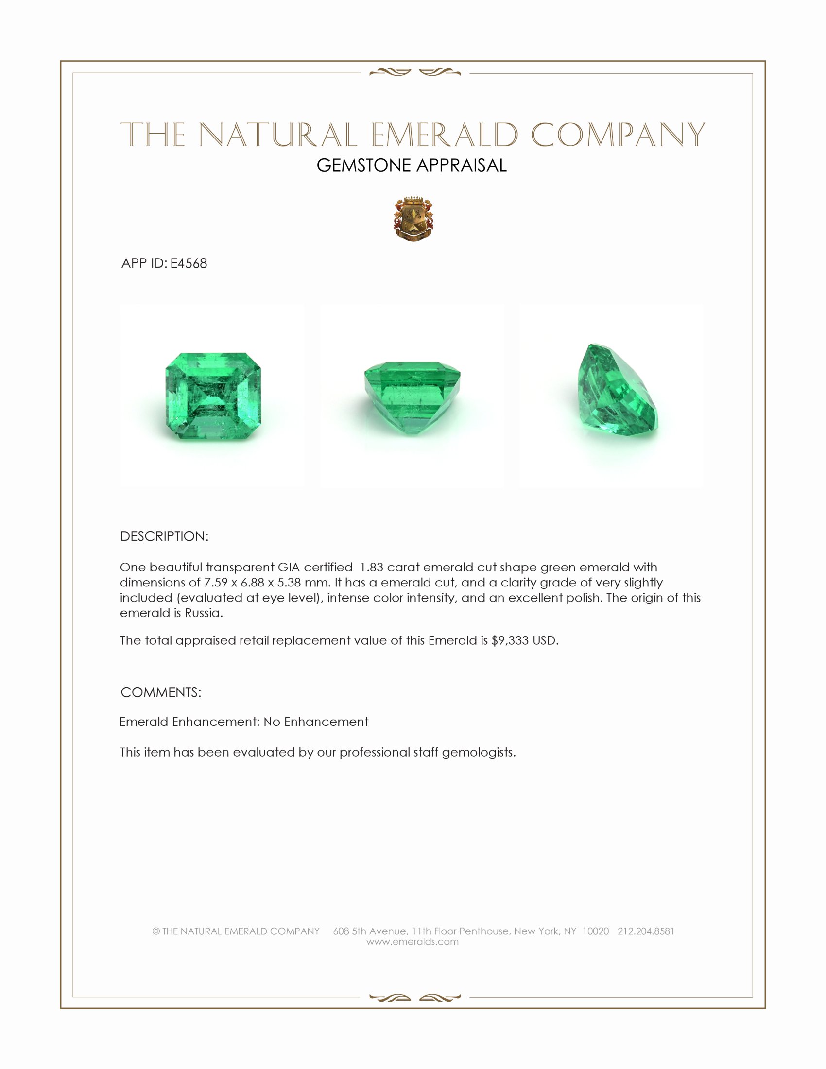 1.83 Ct. Emerald from Russia