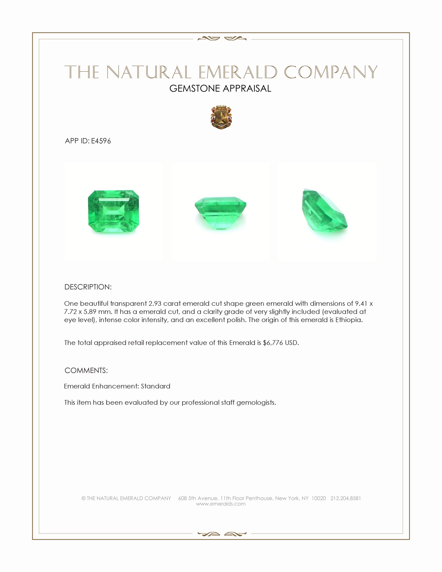 2.93 Ct. Emerald from Ethiopia