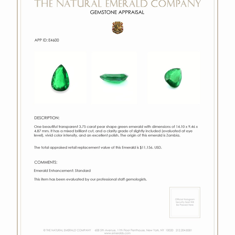3.75 Ct. Emerald from Zambia