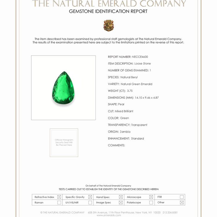 3.75 Ct. Emerald from Zambia