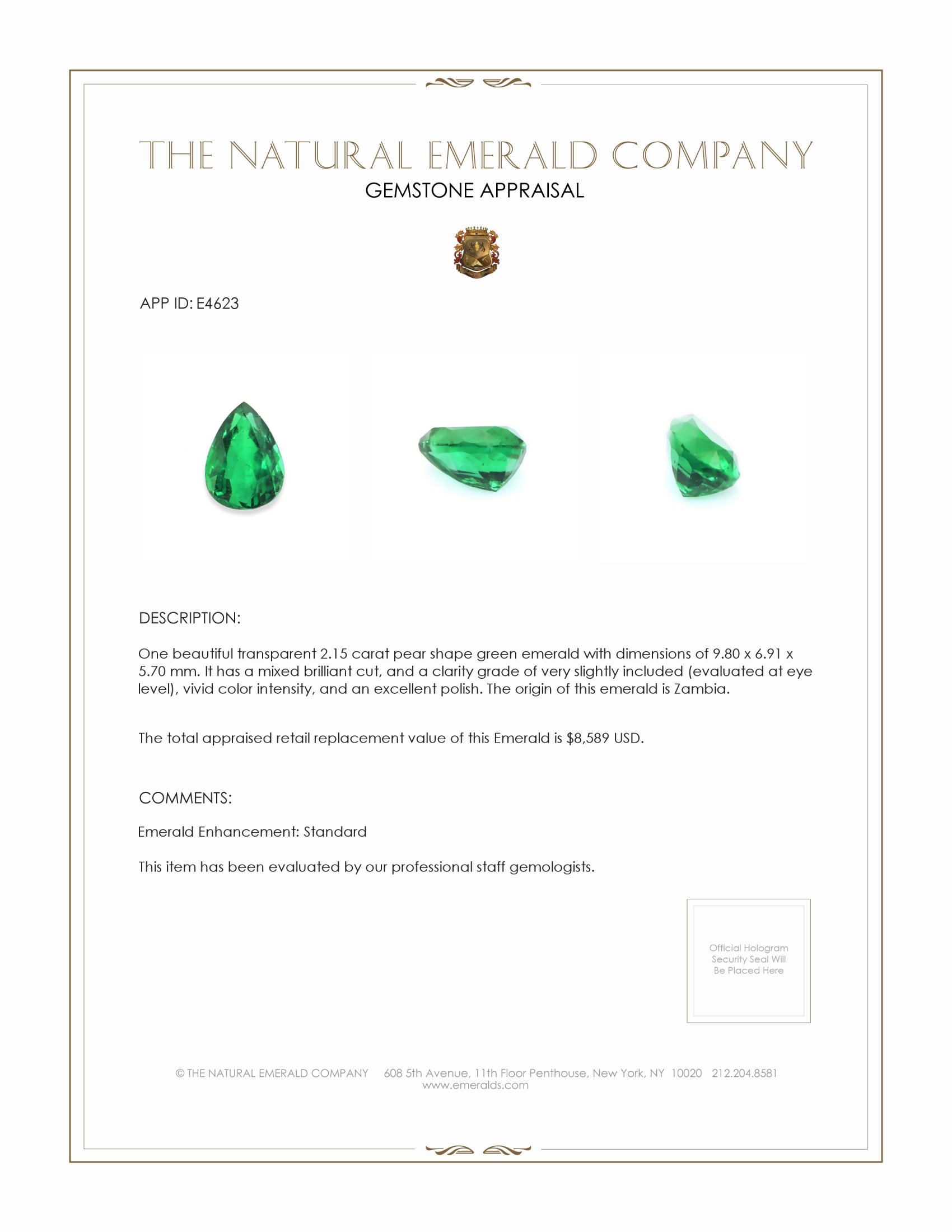 2.15 Ct. Emerald from Zambia
