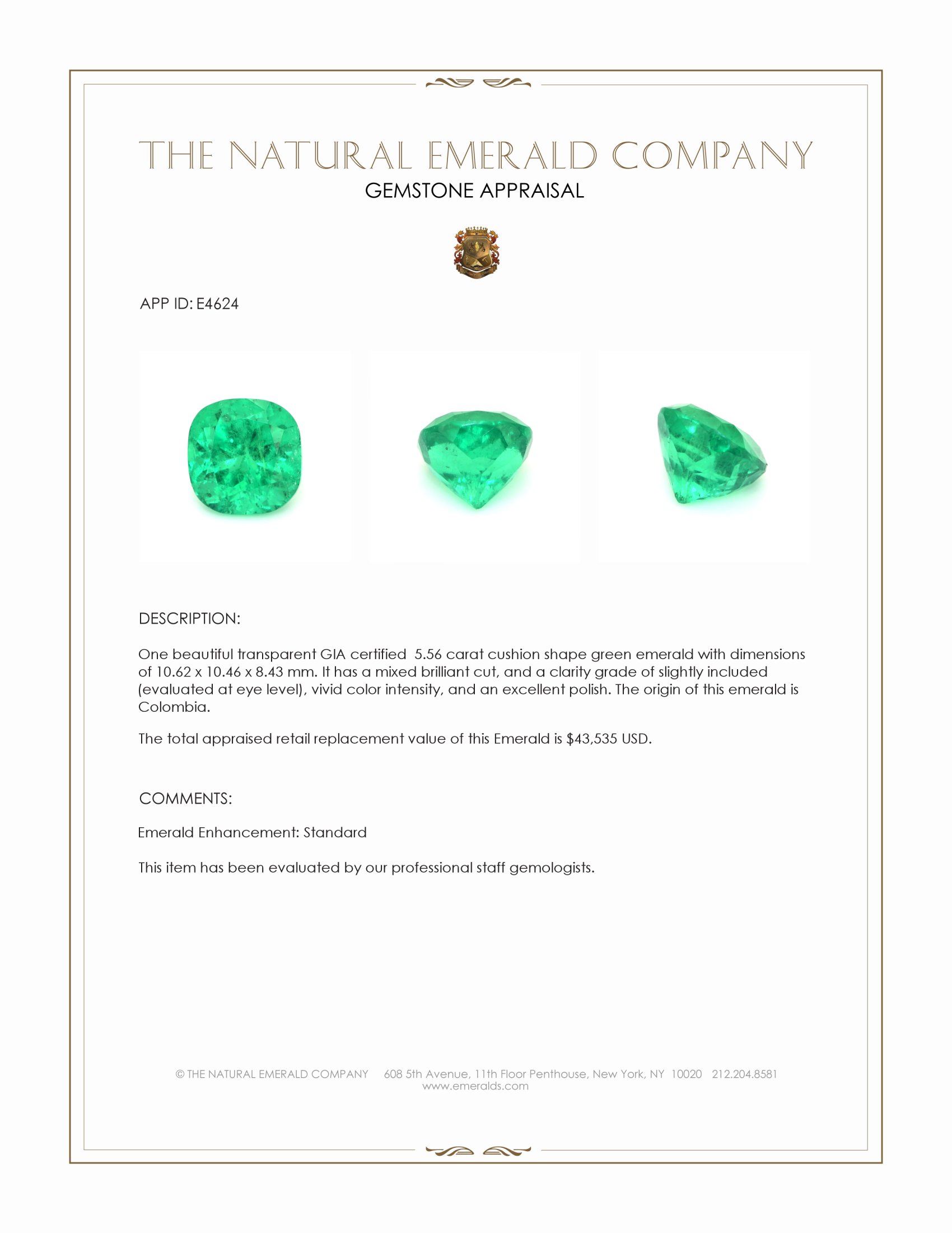 5.56 Ct. Emerald from Colombia