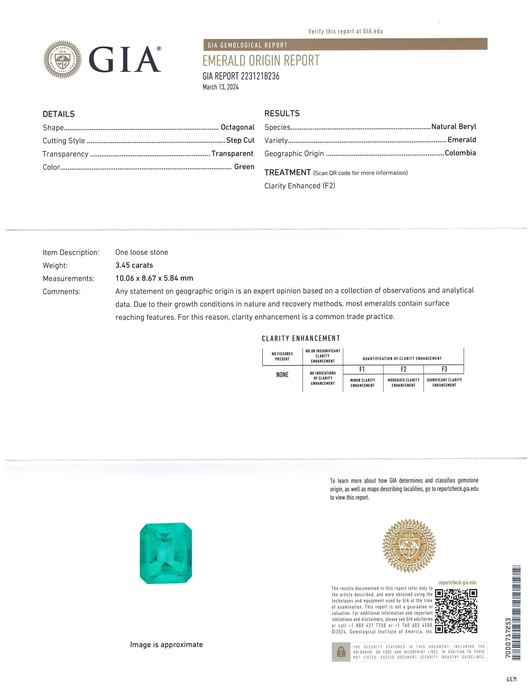 3.45 Ct. Emerald from Colombia