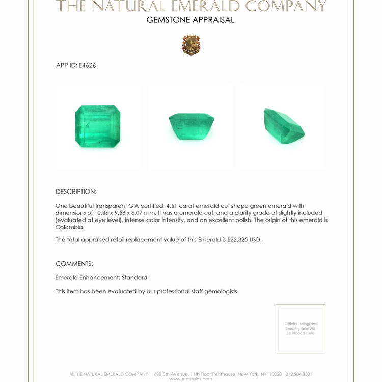 4.51 Ct. Emerald from Colombia
