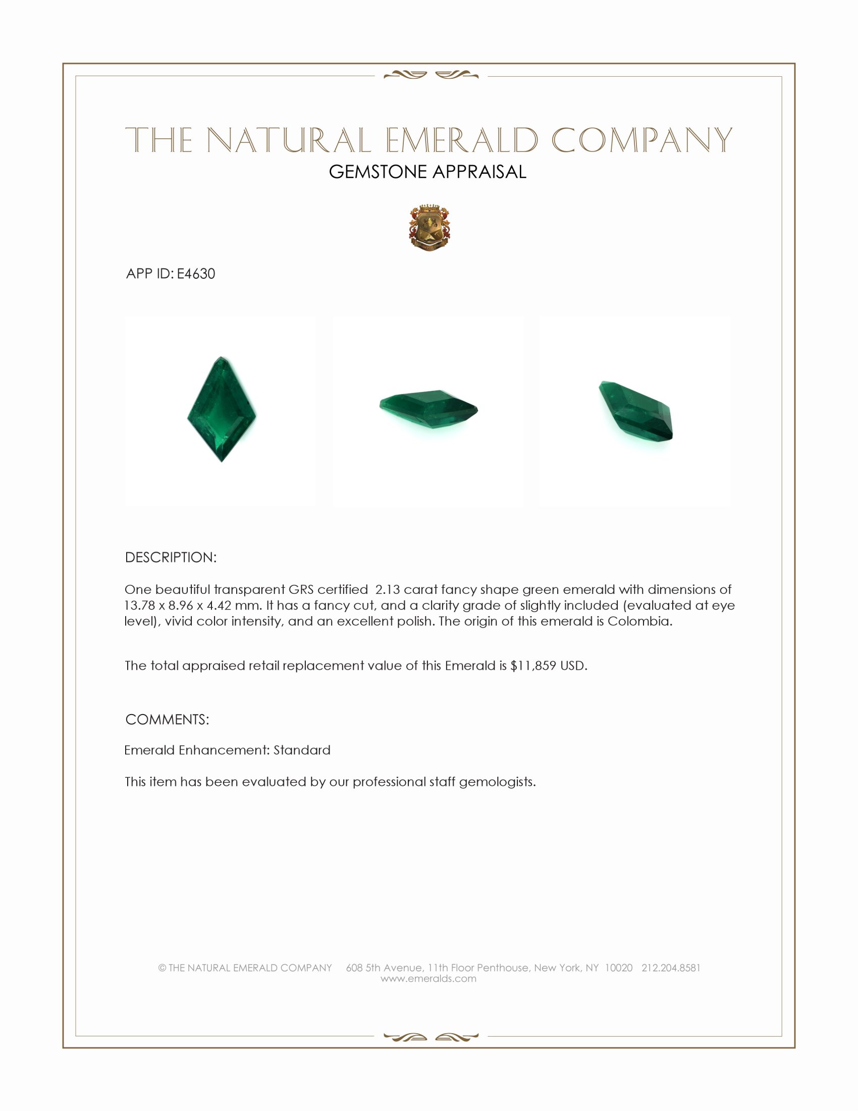 2.13 Ct. Emerald from Colombia