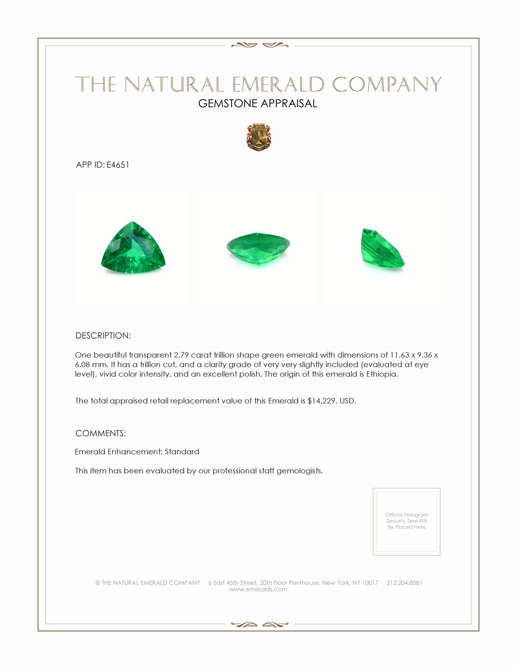 2.79 Ct. Emerald from Ethiopia