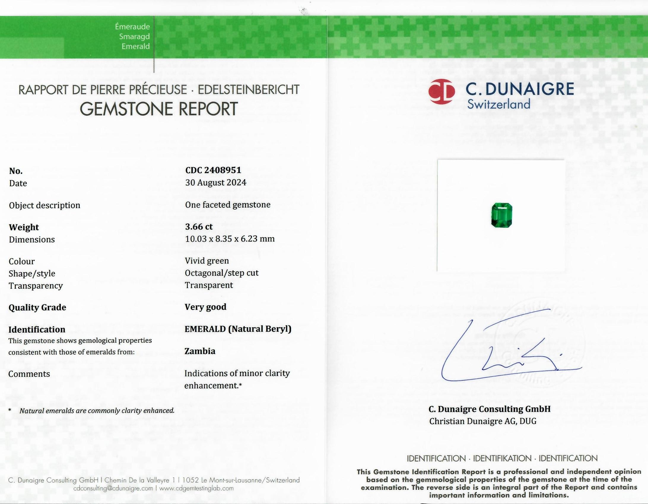 3.66 Ct. Emerald from Zambia