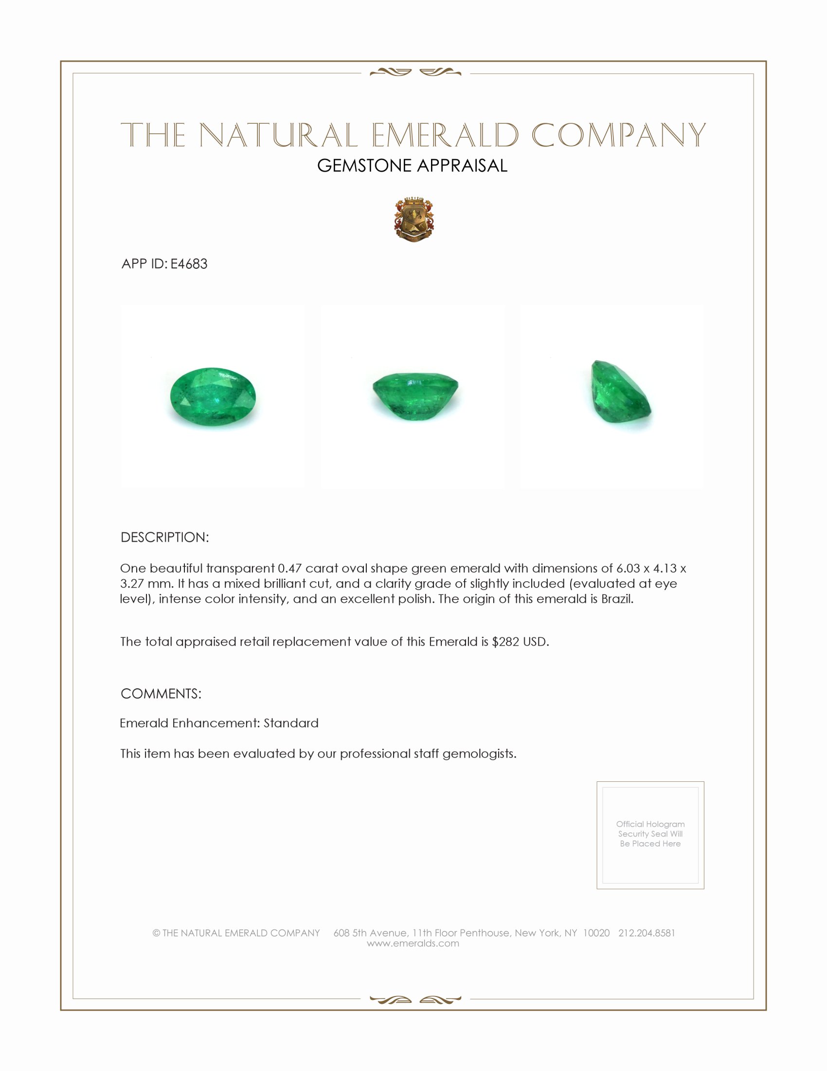 0.47 Ct. Emerald from Brazil