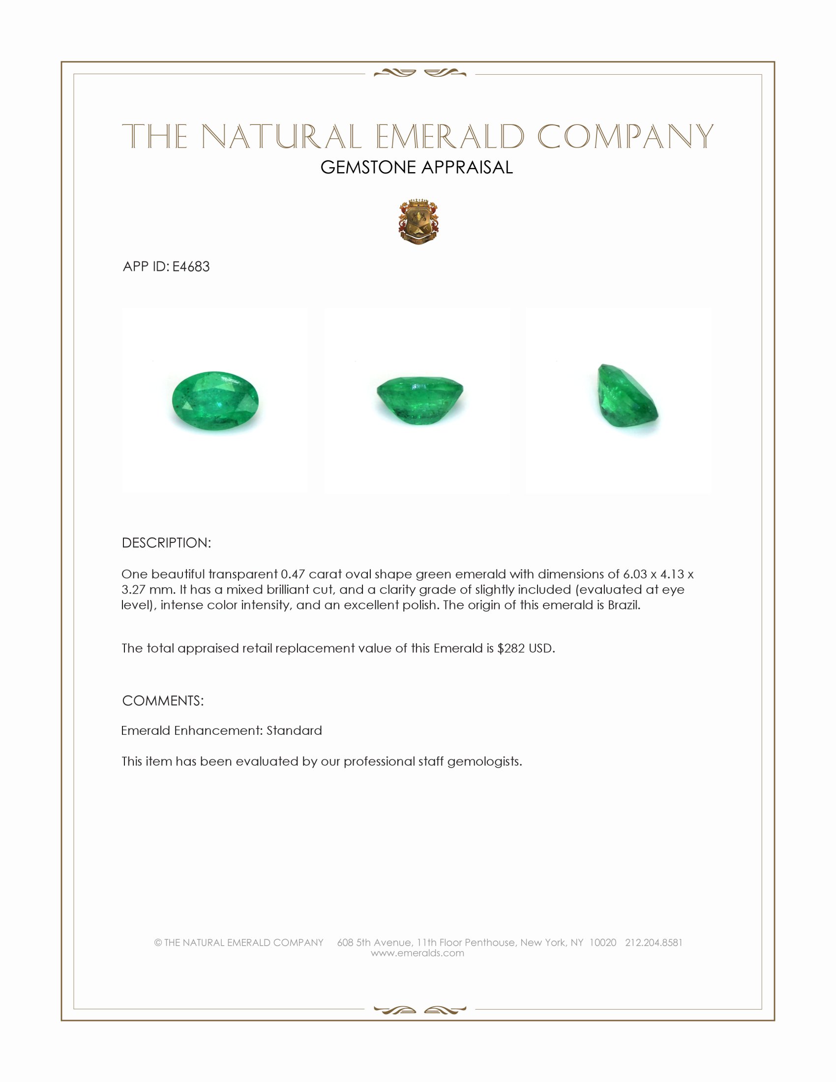 0.47 Ct. Emerald from Brazil