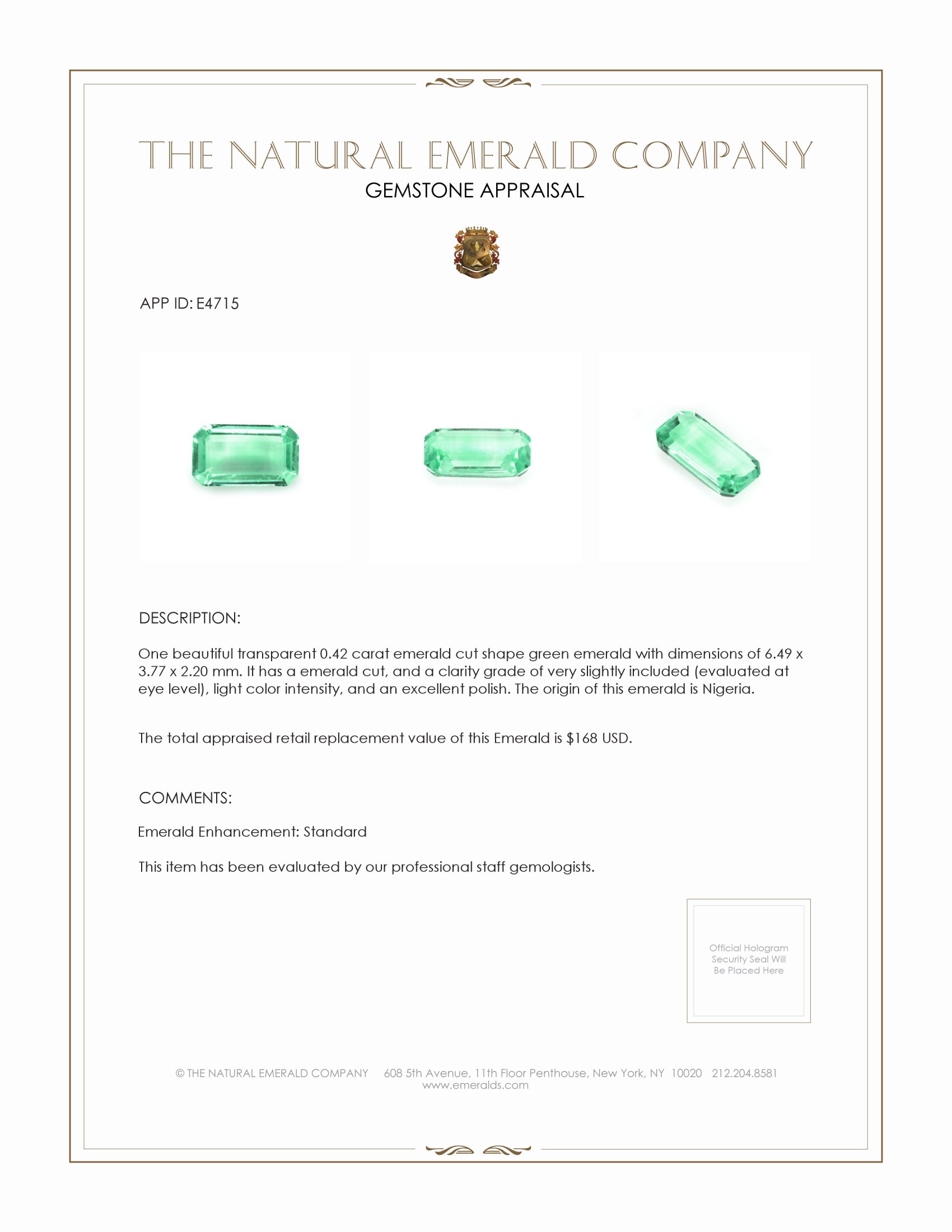 0.42 Ct. Emerald from Nigeria