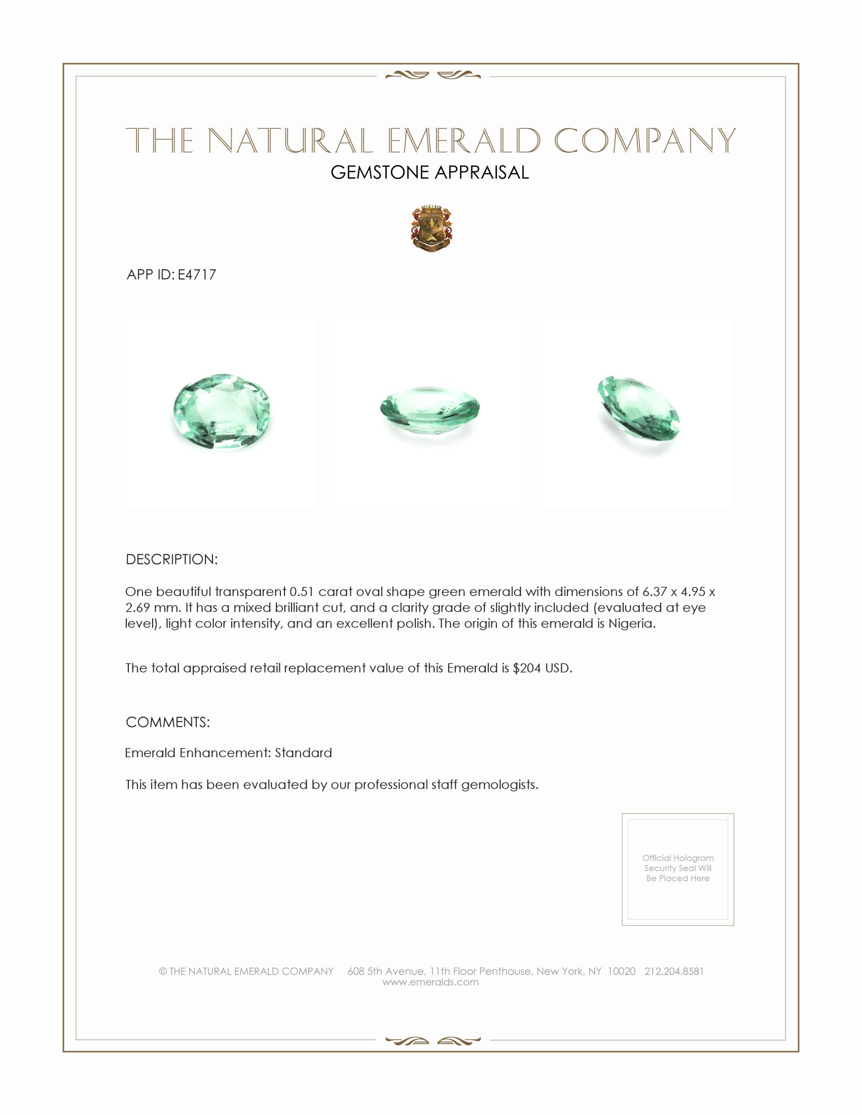 0.51 Ct. Emerald from Nigeria