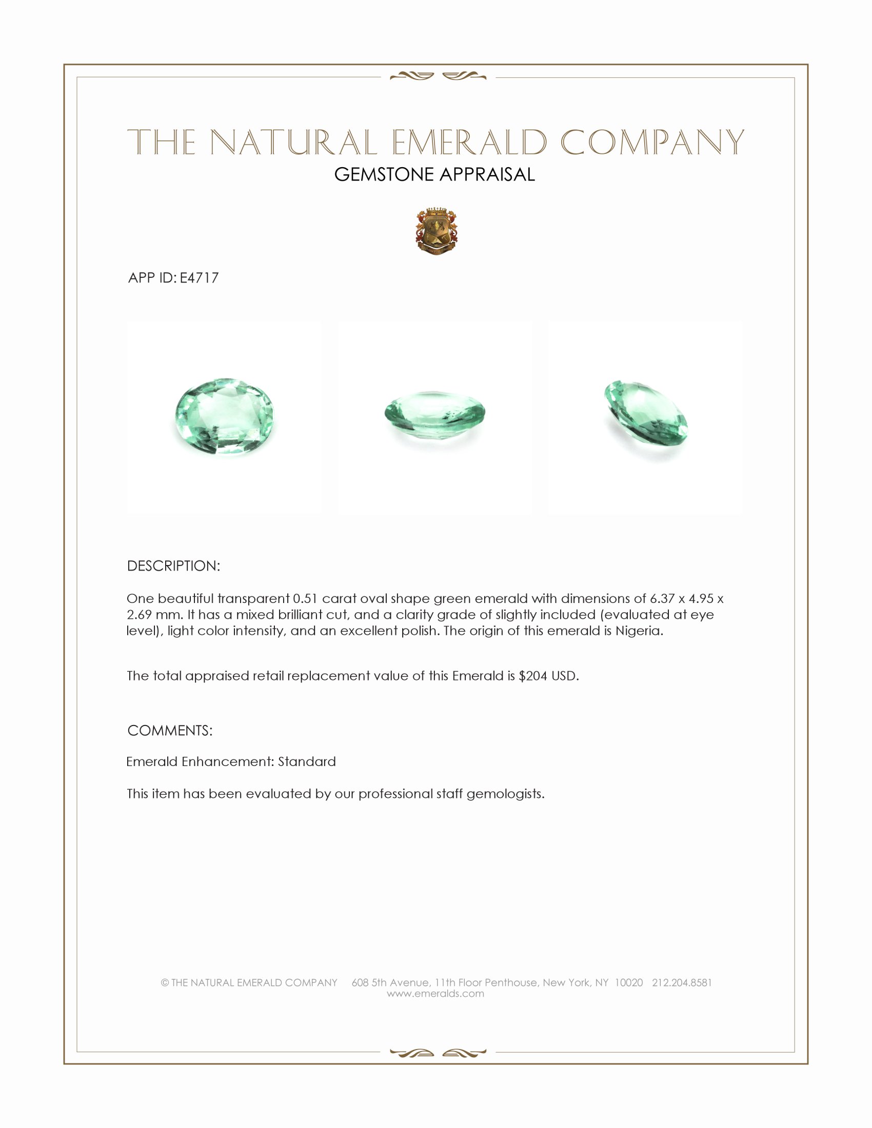 0.51 Ct. Emerald from Nigeria