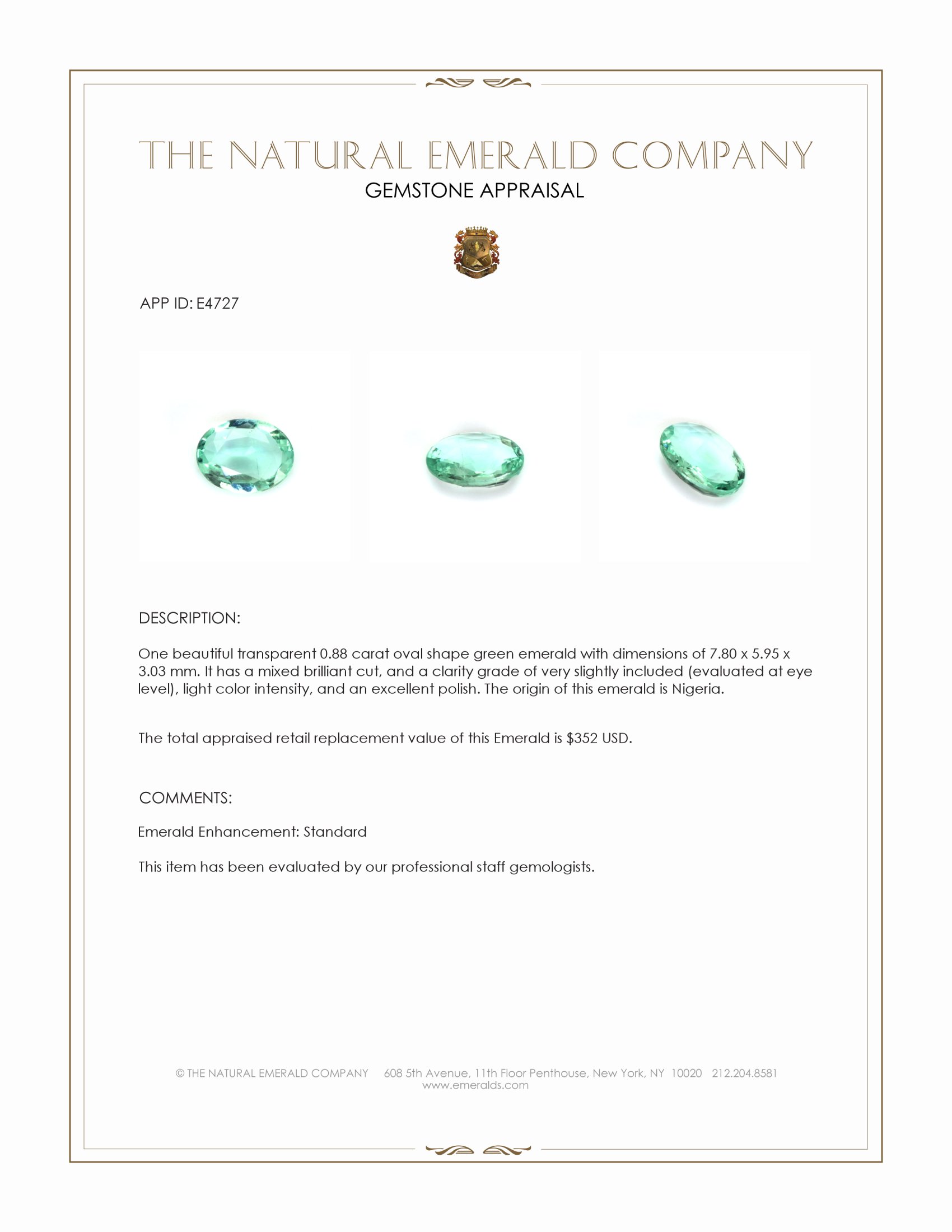 0.88 Ct. Emerald from Nigeria