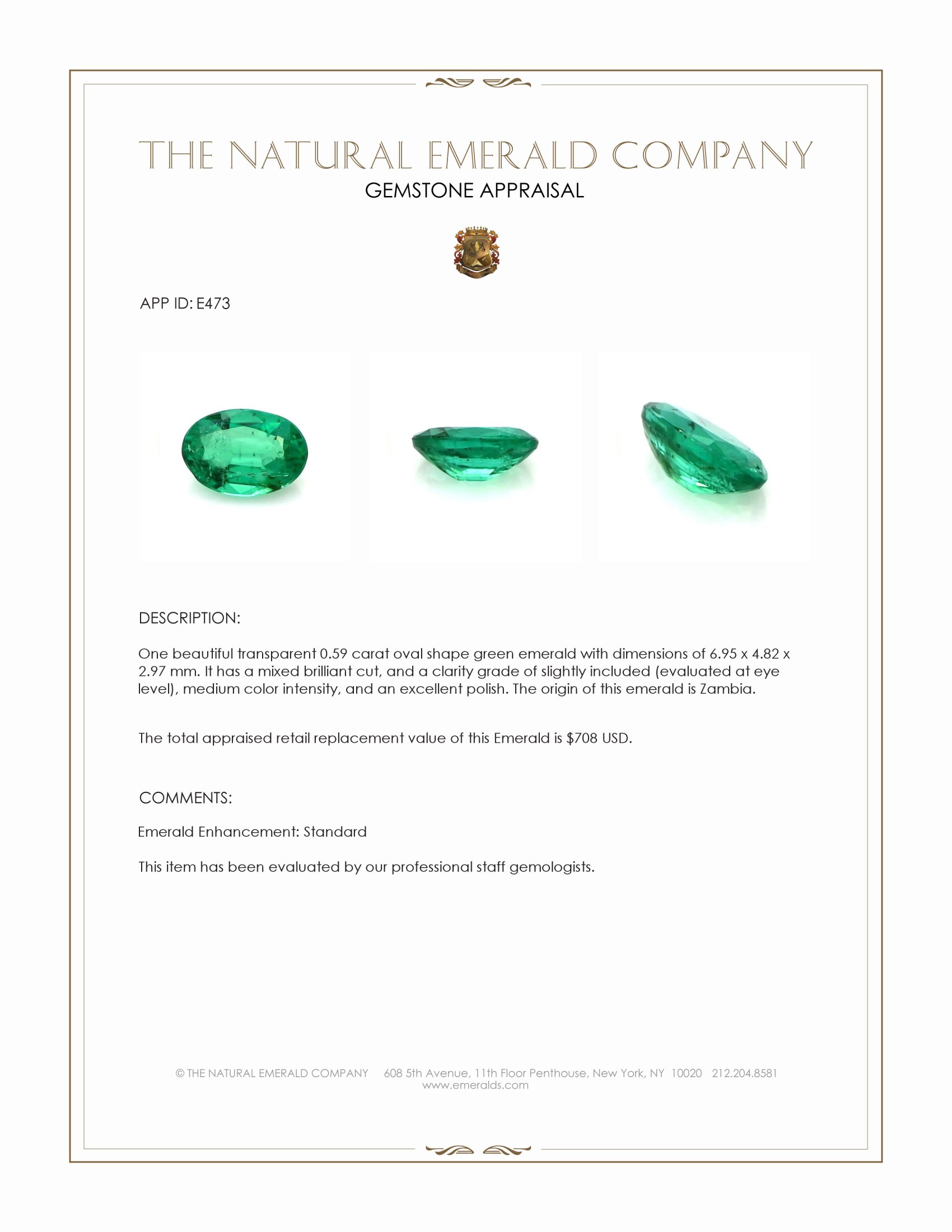 0.59 Ct. Emerald from Zambia