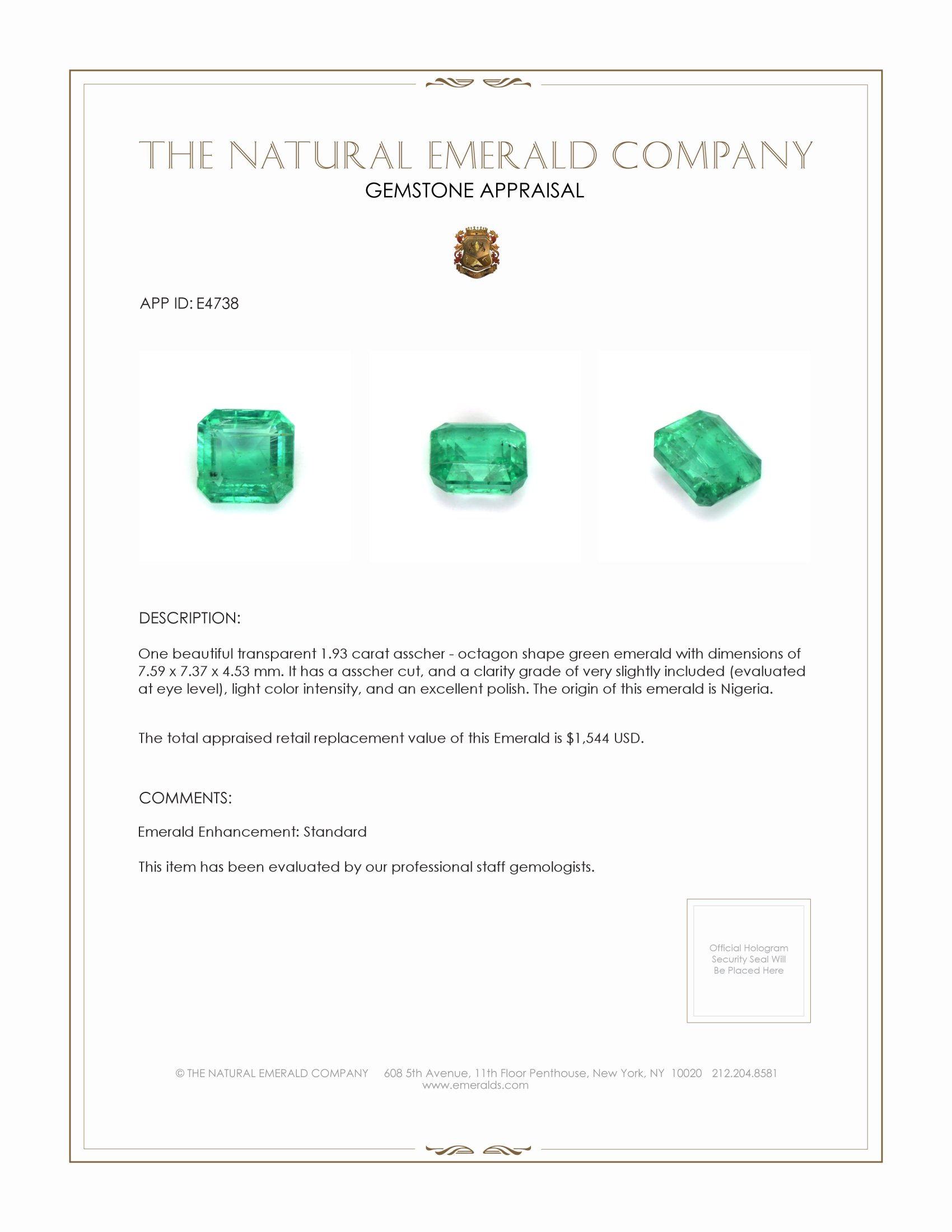 1.93 Ct. Emerald from Nigeria