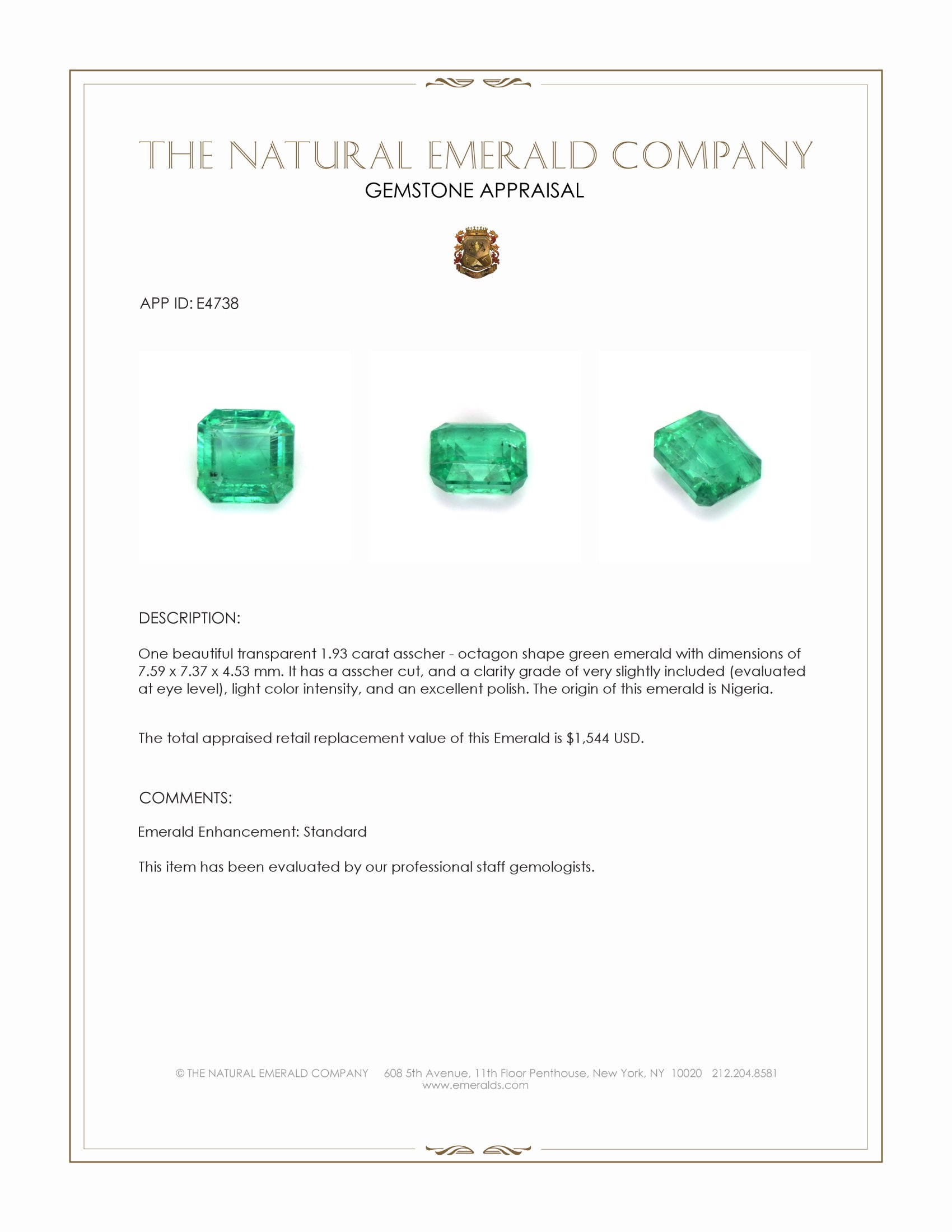 1.93 Ct. Emerald from Nigeria