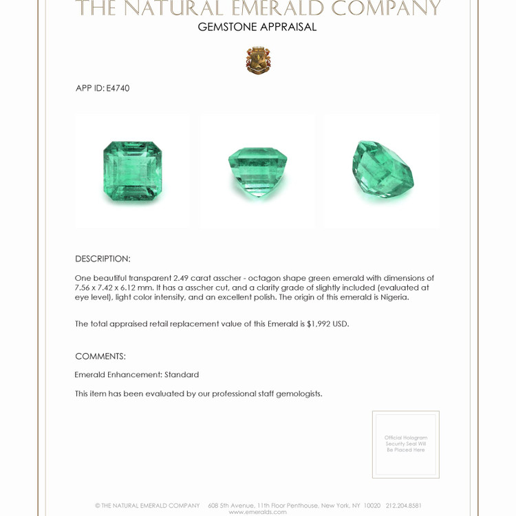 2.49 Ct. Emerald from Nigeria