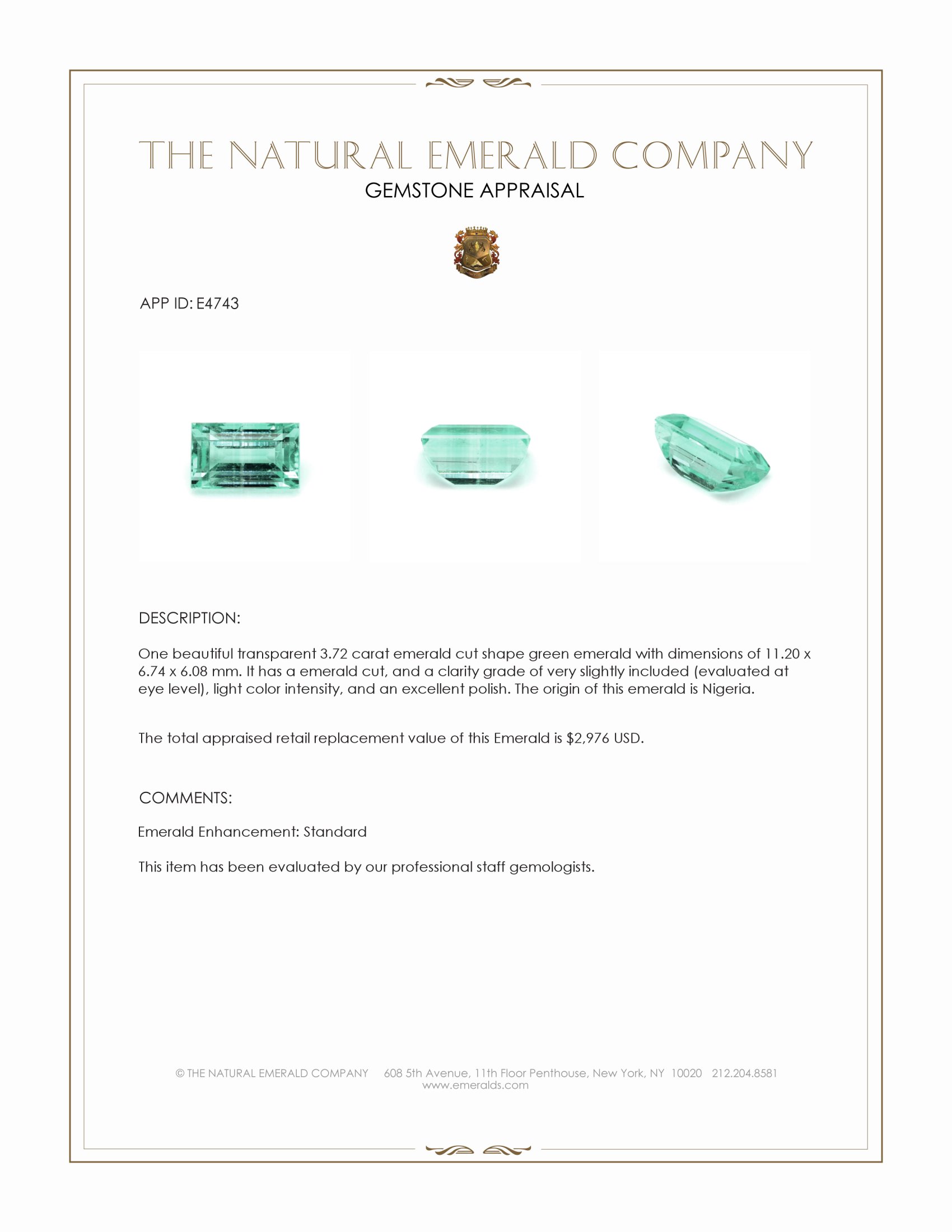 3.72 Ct. Emerald from Nigeria