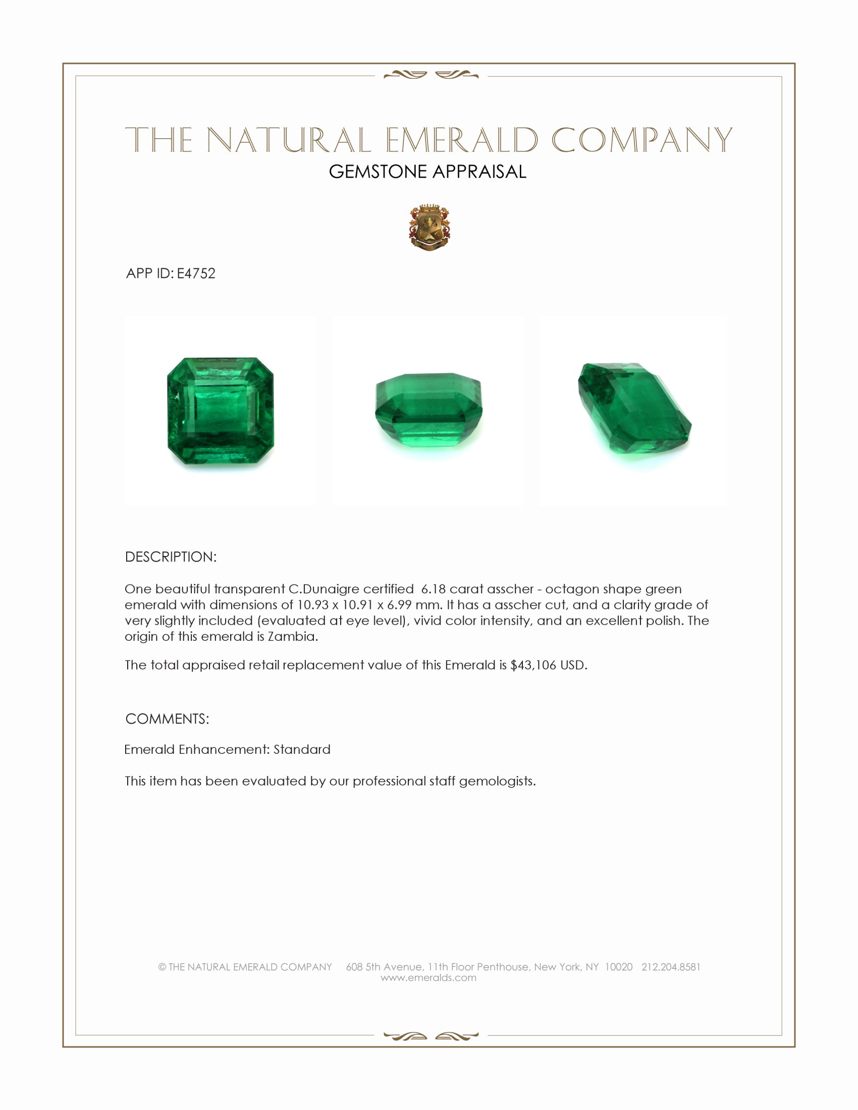6.18 Ct. Emerald from Zambia
