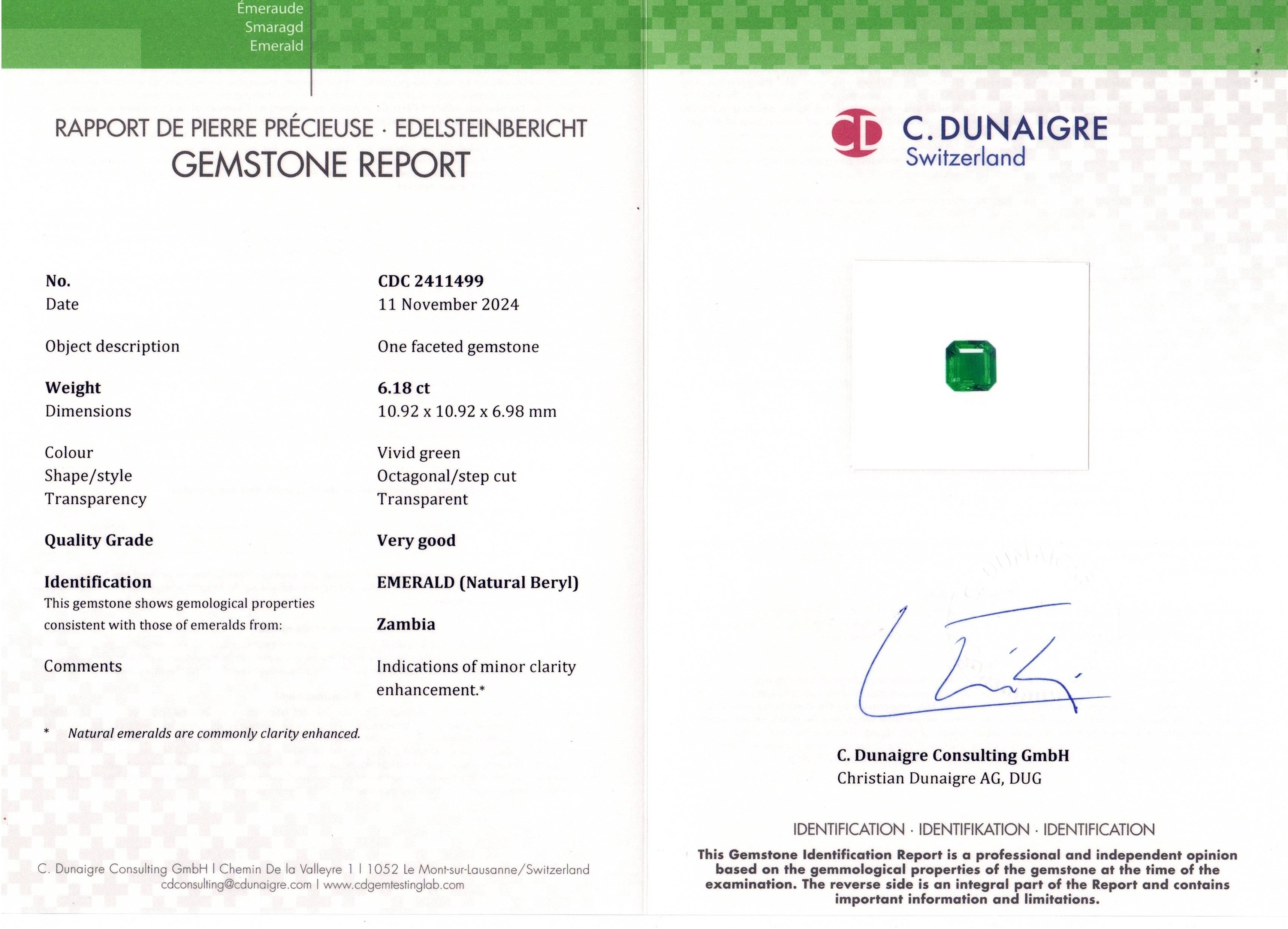 6.18 Ct. Emerald from Zambia