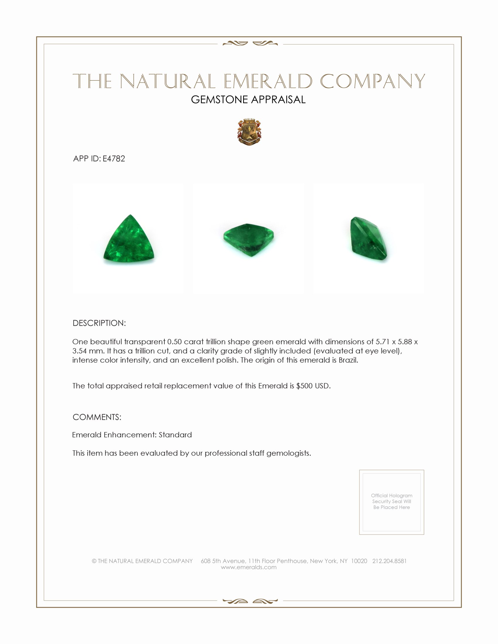 0.50 Ct. Emerald from Brazil