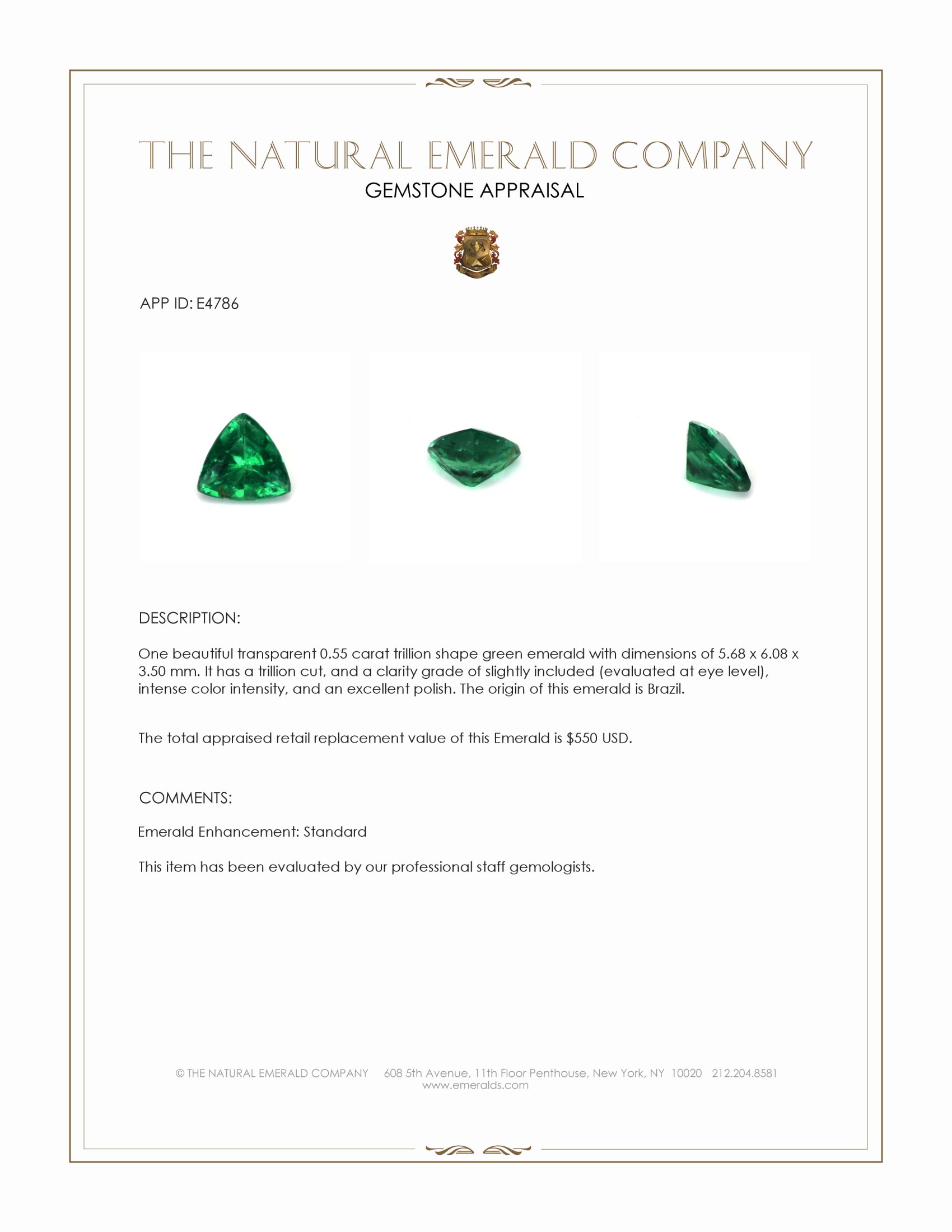 0.55 Ct. Emerald from Brazil